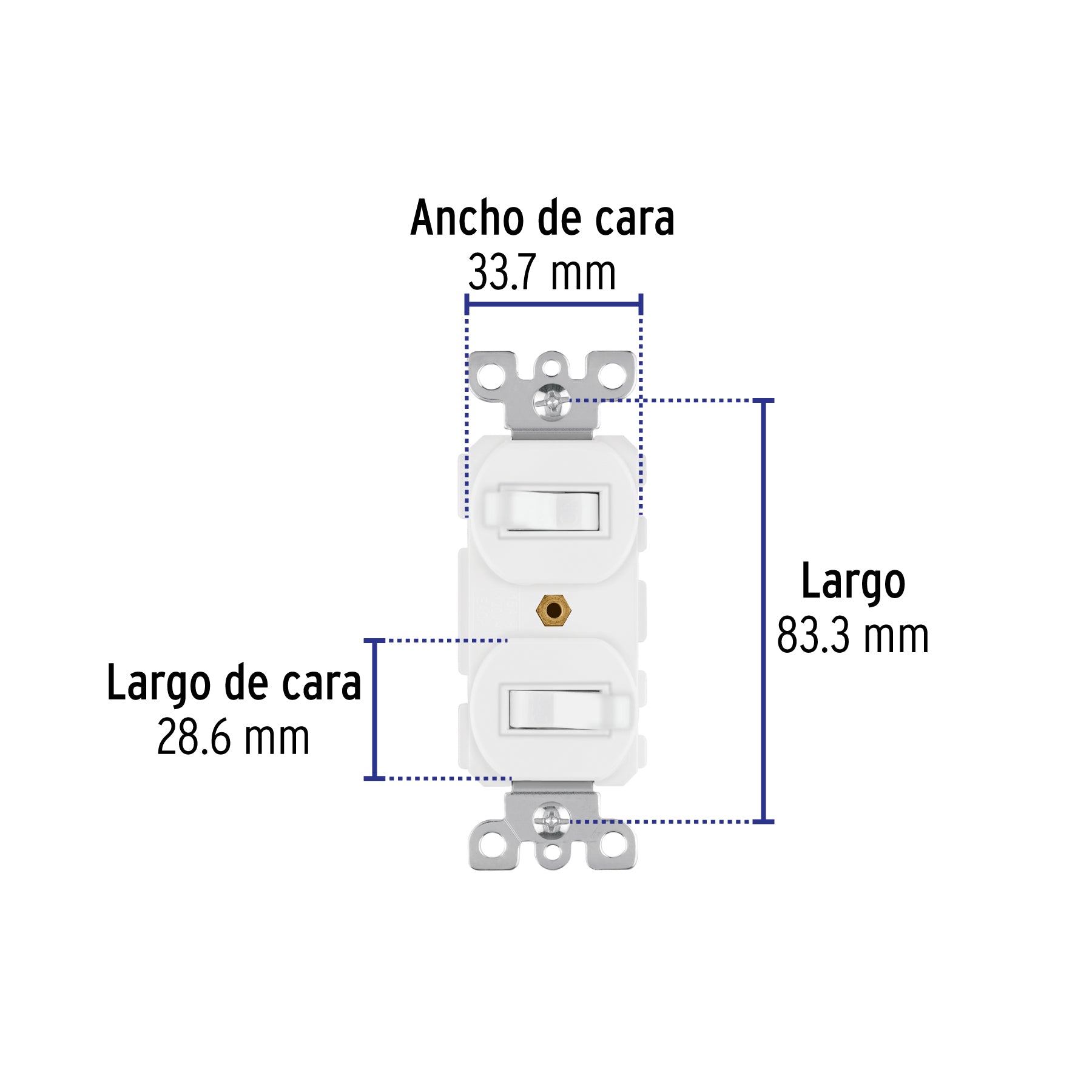 Interruptor dúplex de palanca, Standard, blanco, Volteck