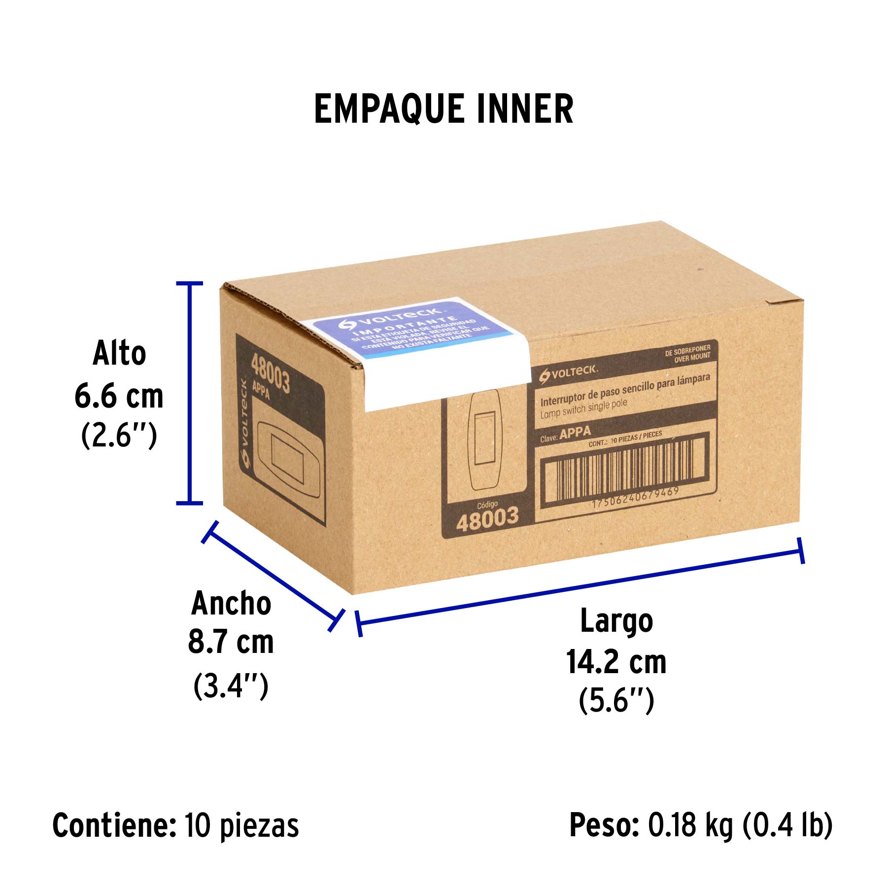 Interruptor de paso para lámpara, 127 V, 3 A
