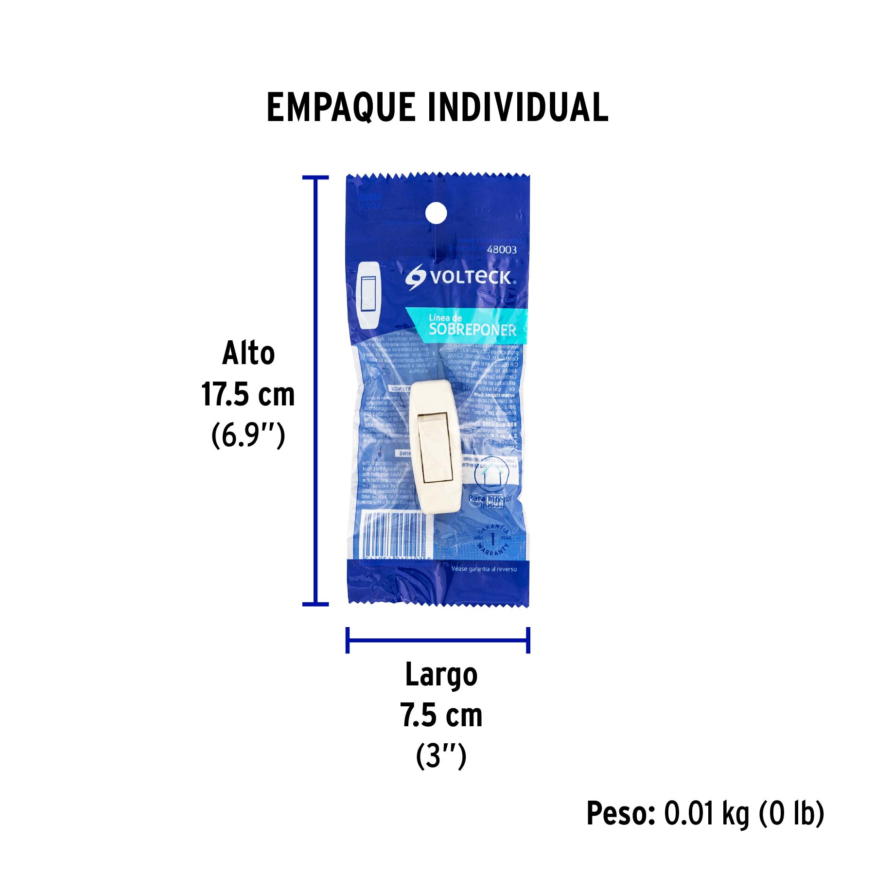 Interruptor de paso para lámpara, 127 V, 3 A