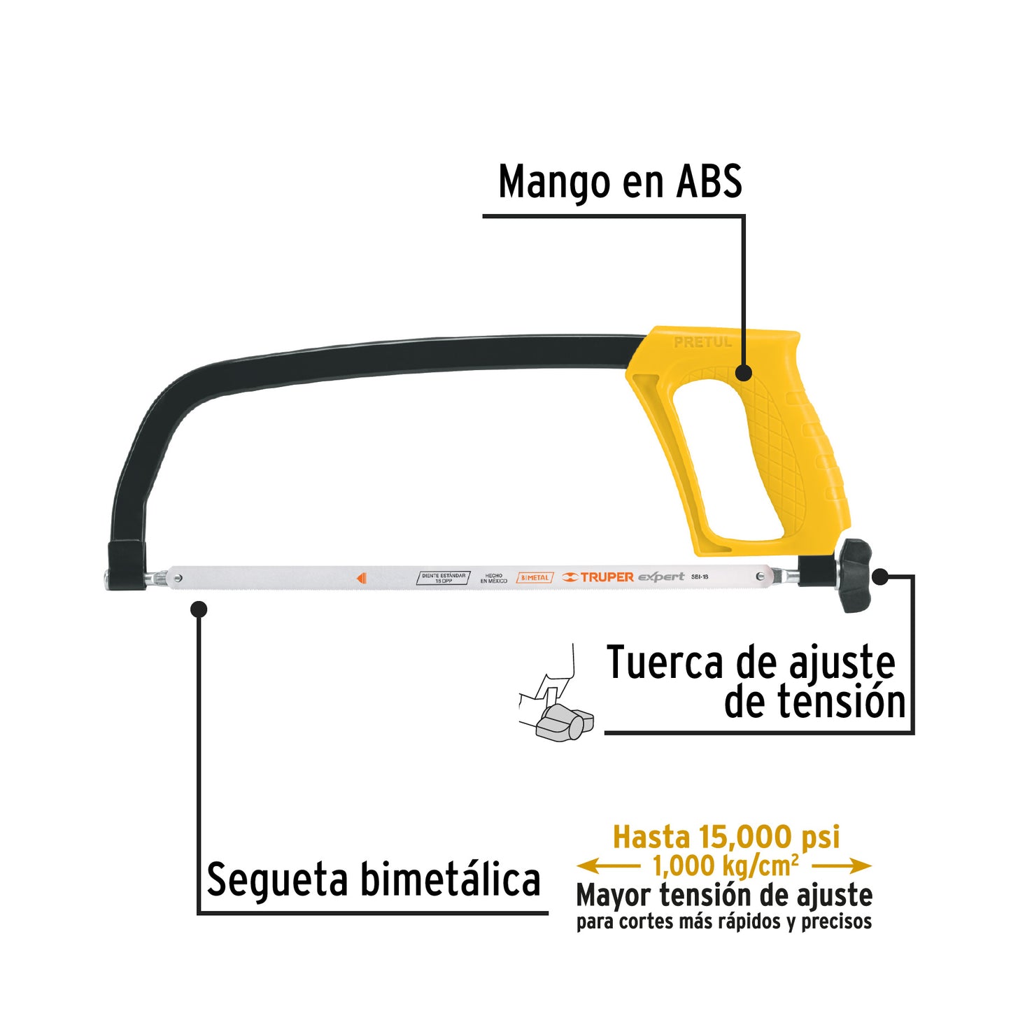 Arco de solera para segueta 12", pretul