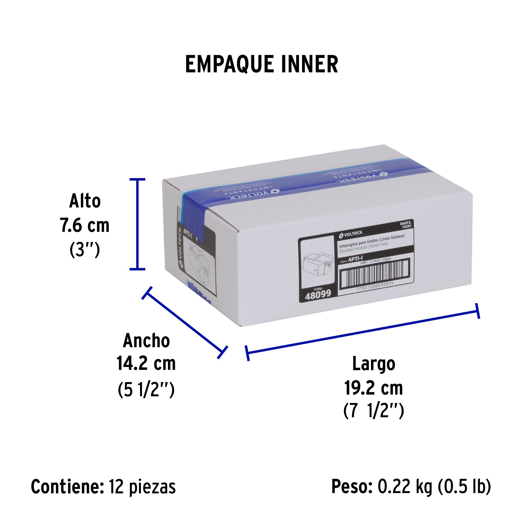 Interruptor para timbre, línea Italiana, color marfil