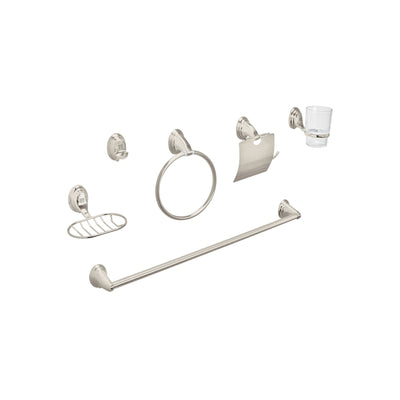 Jgo de acc p/baño con jabonera rejilla, satín,6 pzas, Aqua