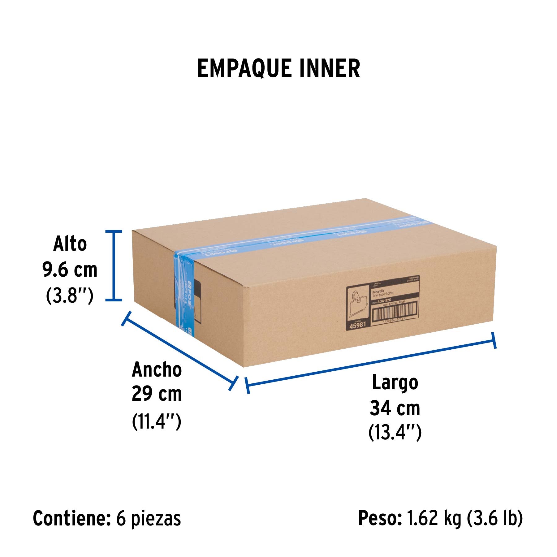 Portarrollo metálico acabado cromo-oro, Foset Aqua