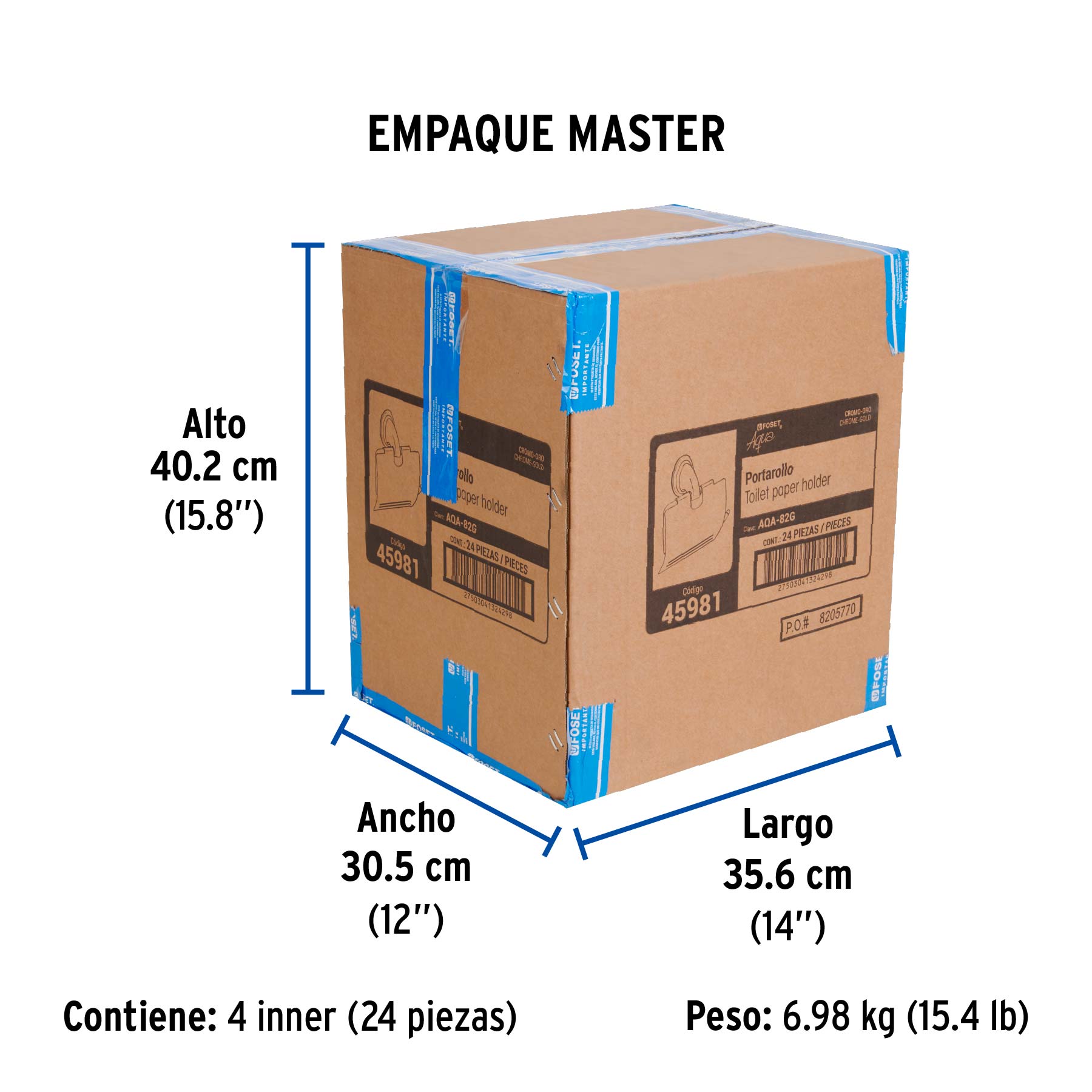 Portarrollo metálico acabado cromo-oro, Foset Aqua
