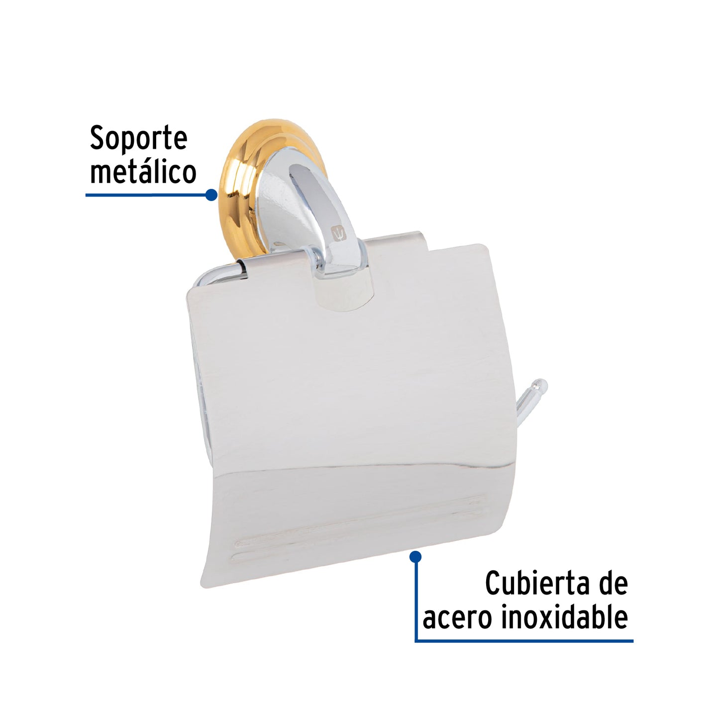 Portarrollo metálico acabado cromo-oro, Foset Aqua