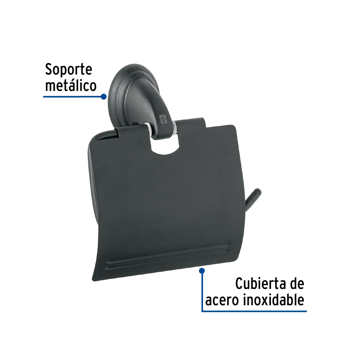 Portarrollo metálico acabado negro, Foset Aqua