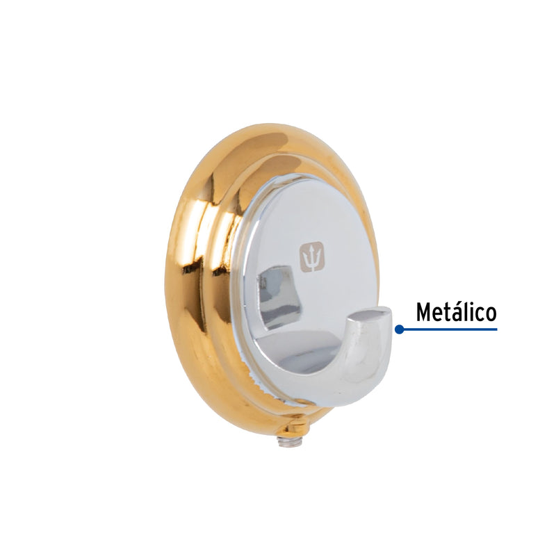 Gancho sencillo metálico acabado cromo-oro, Foset Aqua