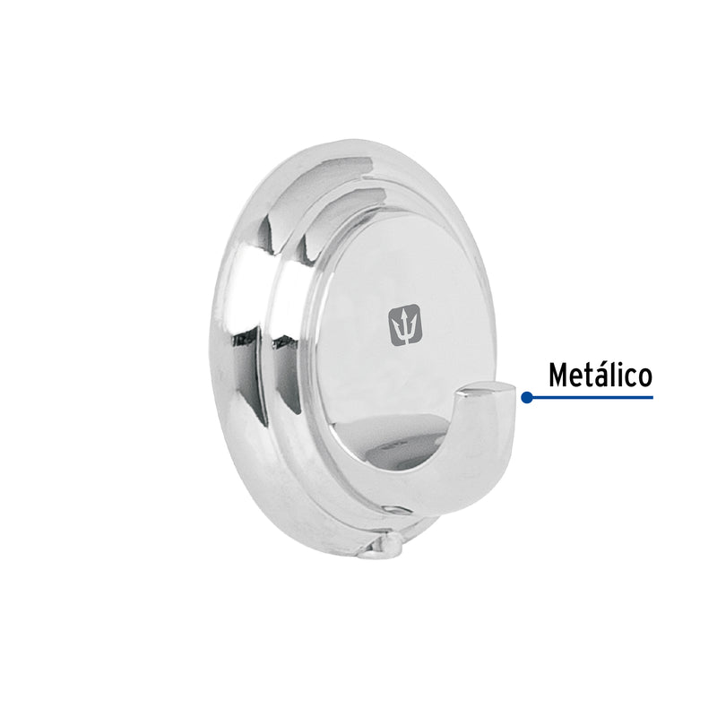Gancho sencillo metálico acabado cromo, Foset Aqua