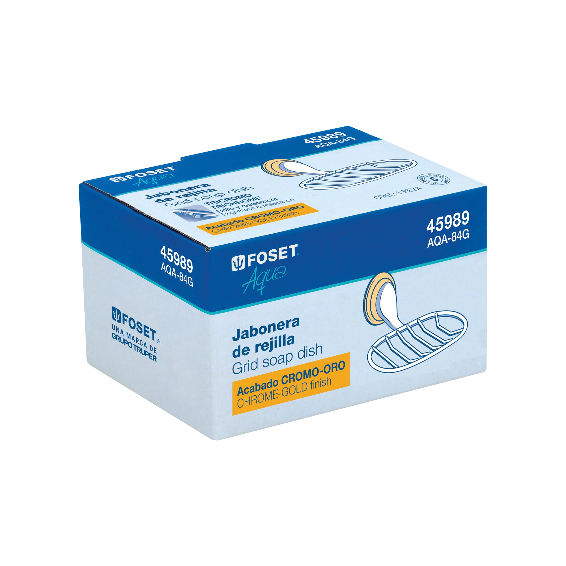 Jabonera metálica cromo-oro, Foset Aqua