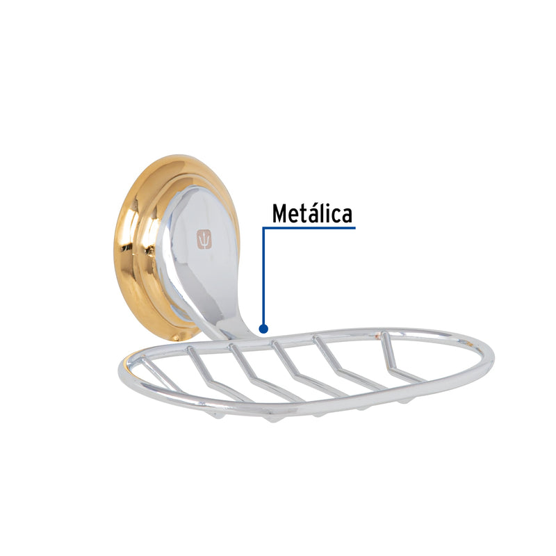 Jabonera metálica cromo-oro, Foset Aqua