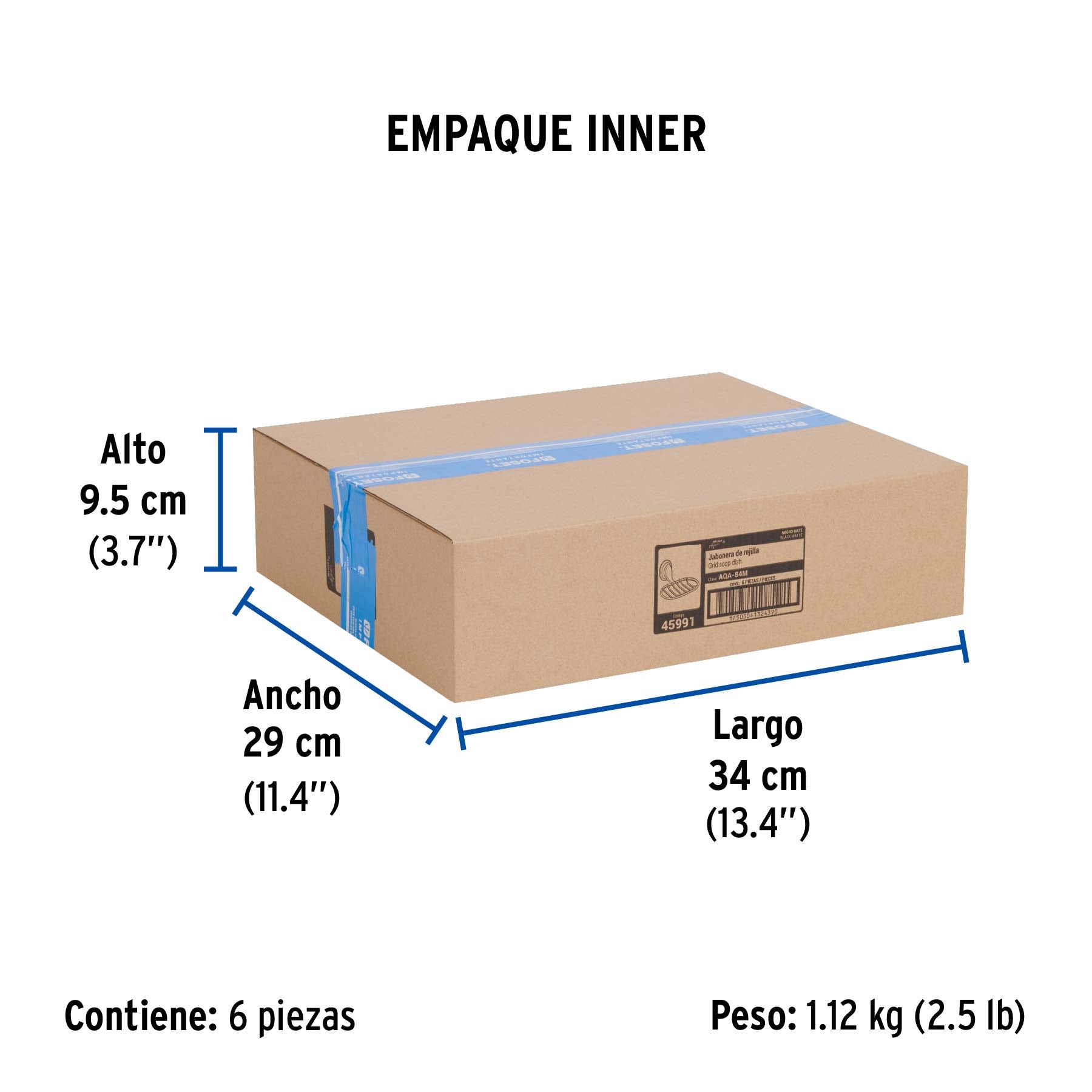 Jabonera metálica negro, Foset Aqua