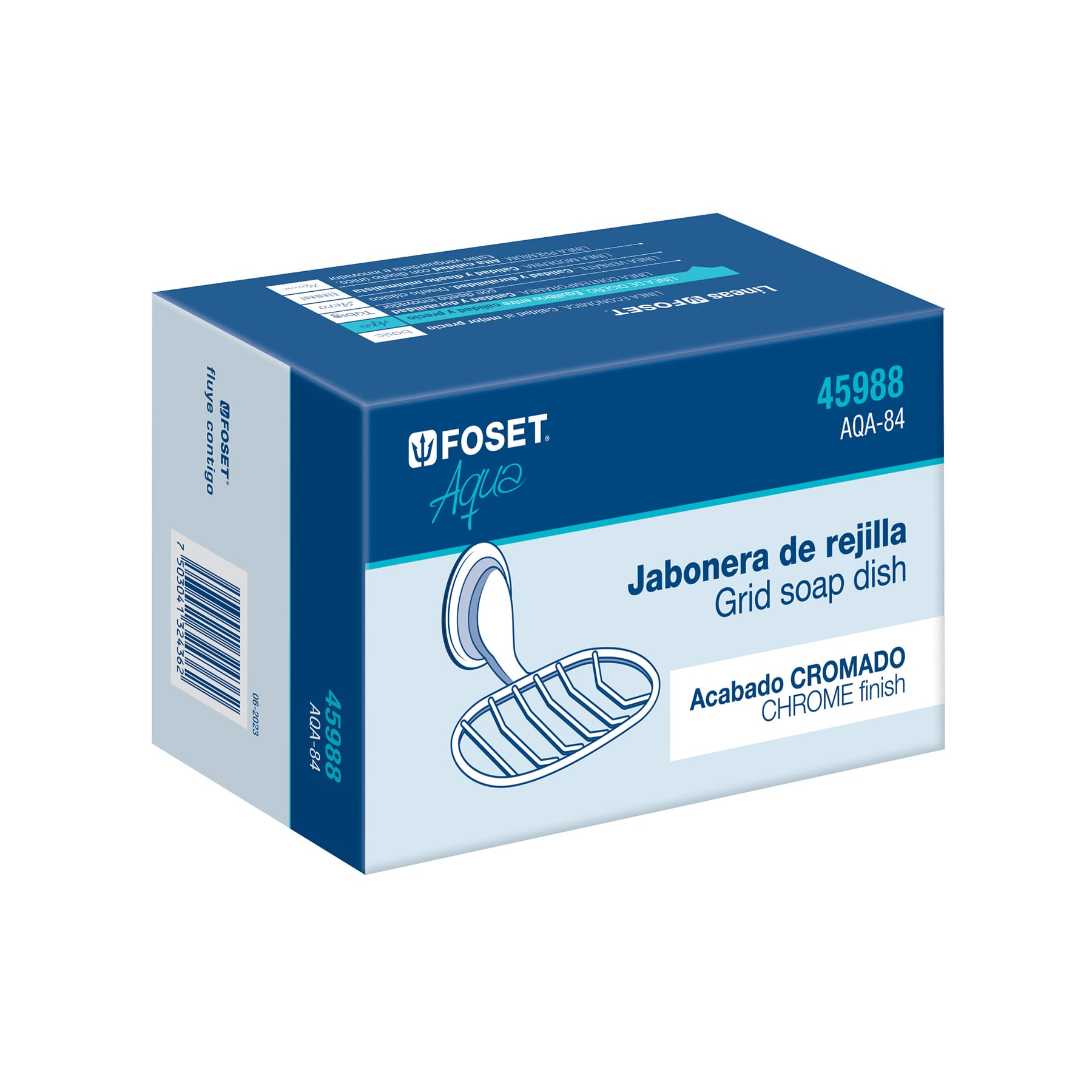 Jabonera metálica cromo, Foset Aqua