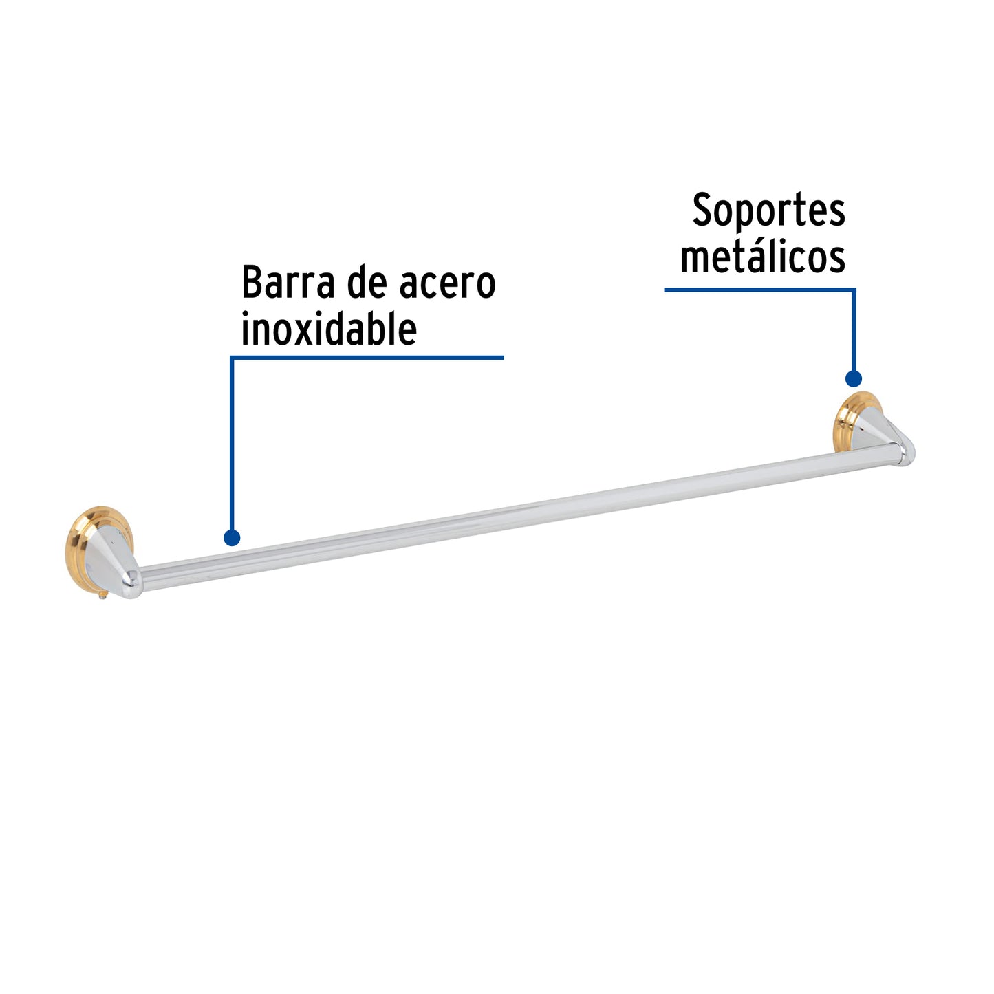 Toallero de barra metálico acabado cromo-oro, Foset Aqua