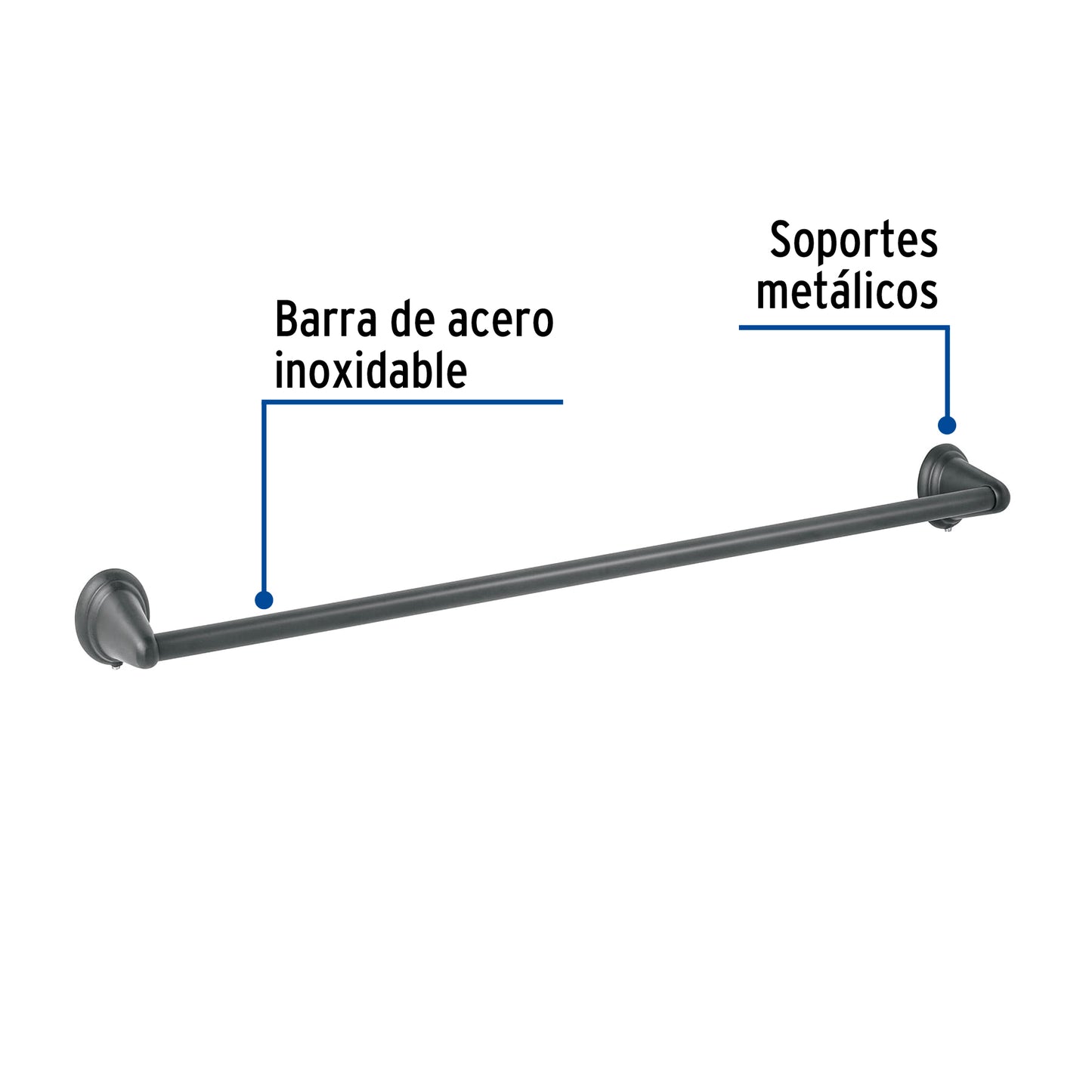 Toallero de barra metálico acabado negro, Foset Aqua
