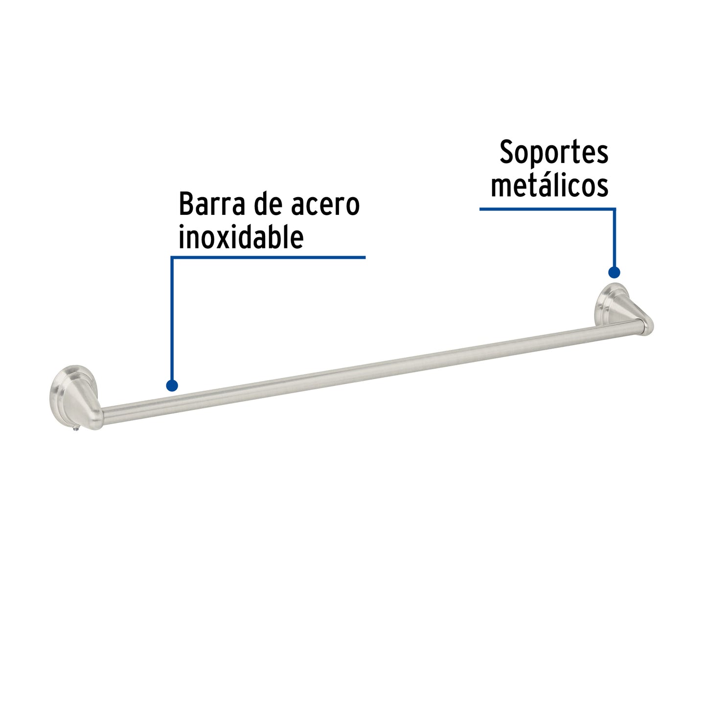 Toallero de barra metálico acabado satín, Foset Aqua