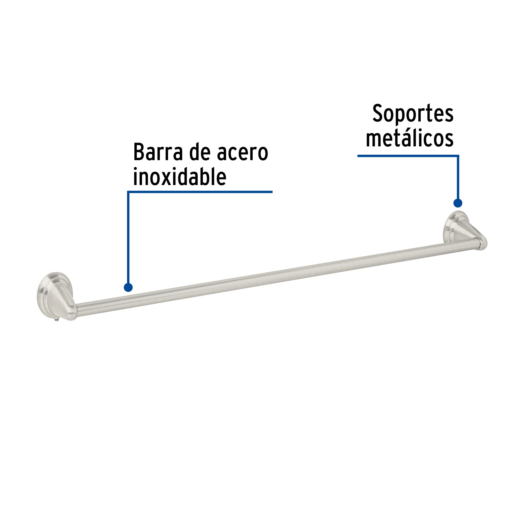 Toallero de barra metálico acabado satín, Foset Aqua