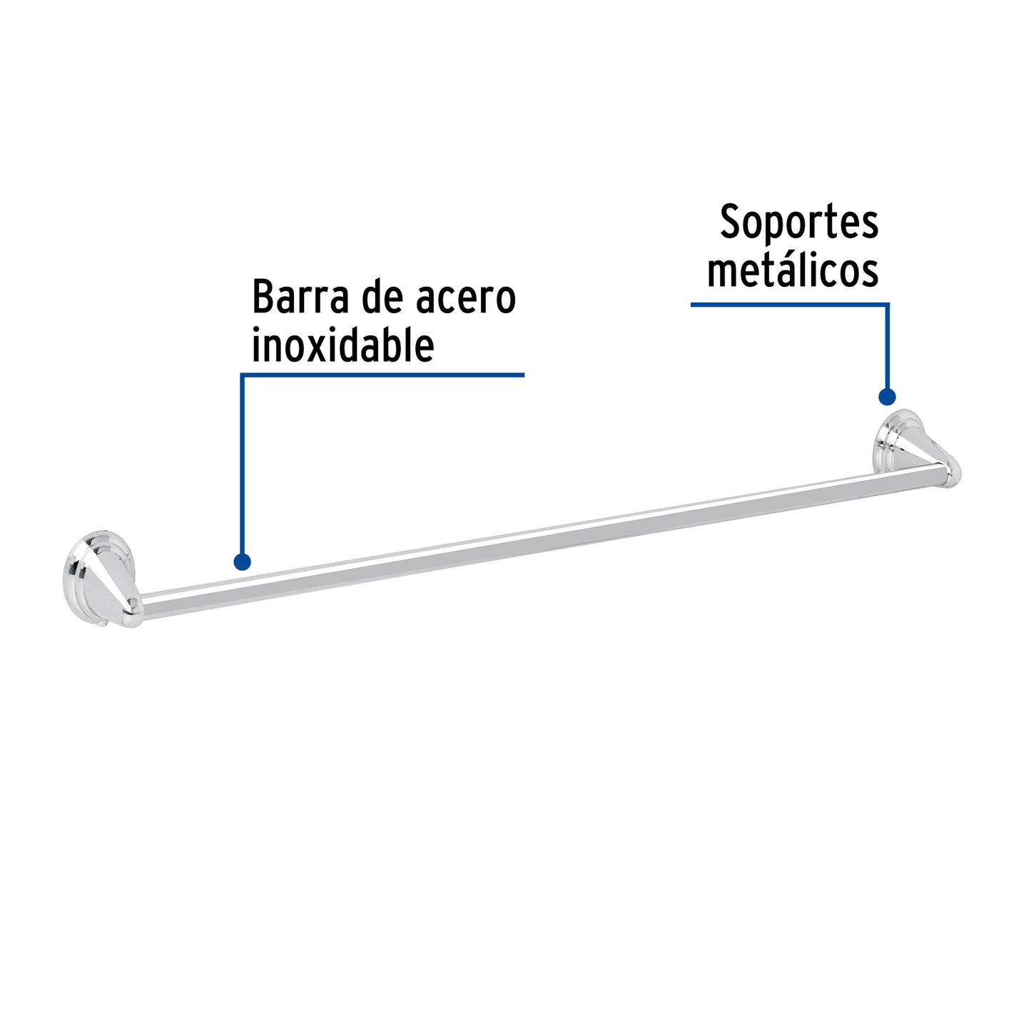 Toallero de barra metálico acabado cromo, Foset Aqua
