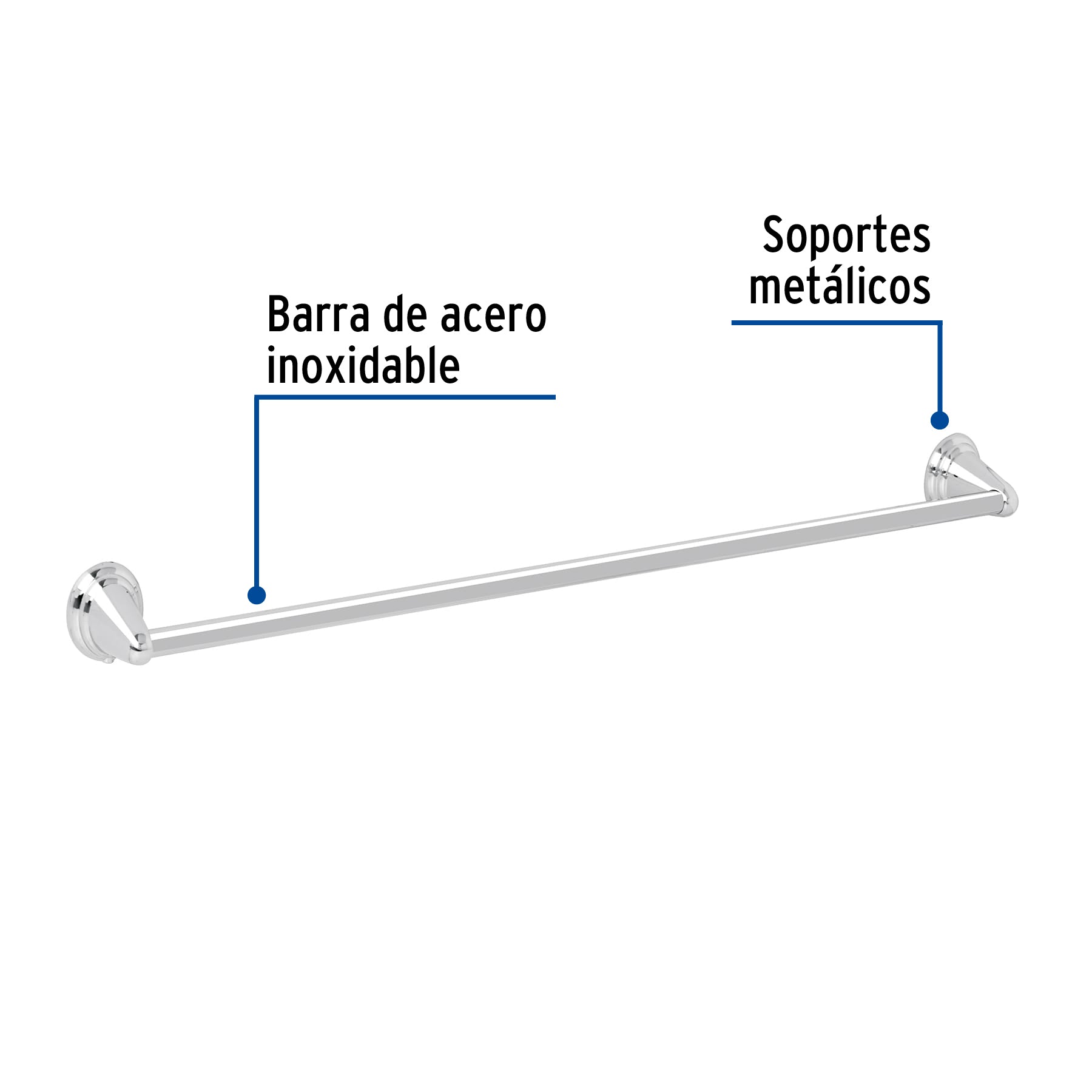 Toallero de barra metálico acabado cromo, Foset Aqua