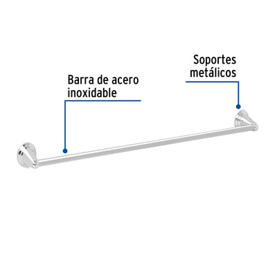 Toallero de barra metálico acabado cromo, Foset Aqua