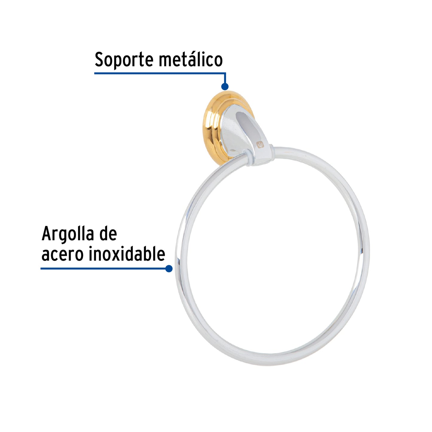 Toallero argolla metálico acabado cromo-oro, Foset Aqua
