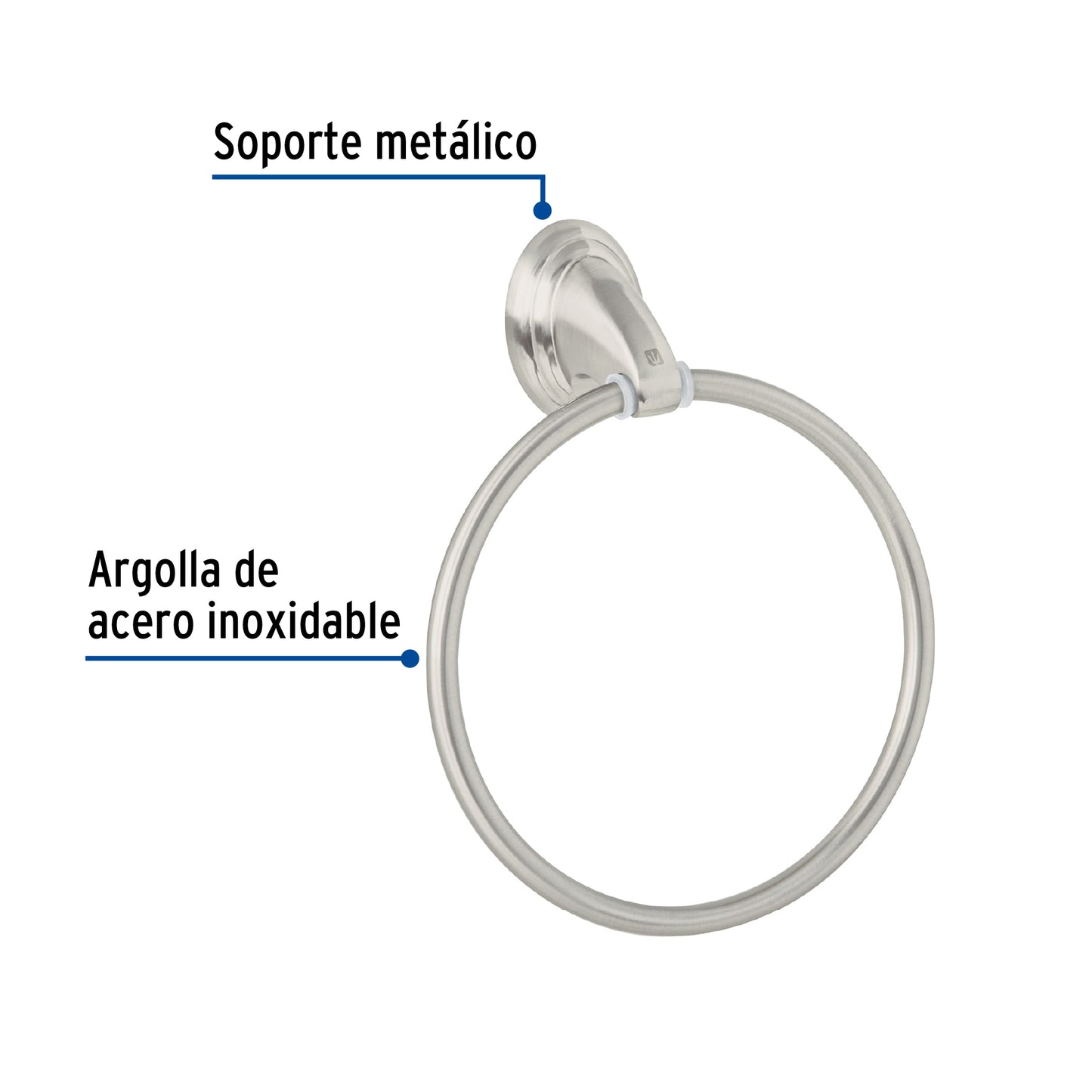 Toallero argolla metálico acabado satín, Foset Aqua