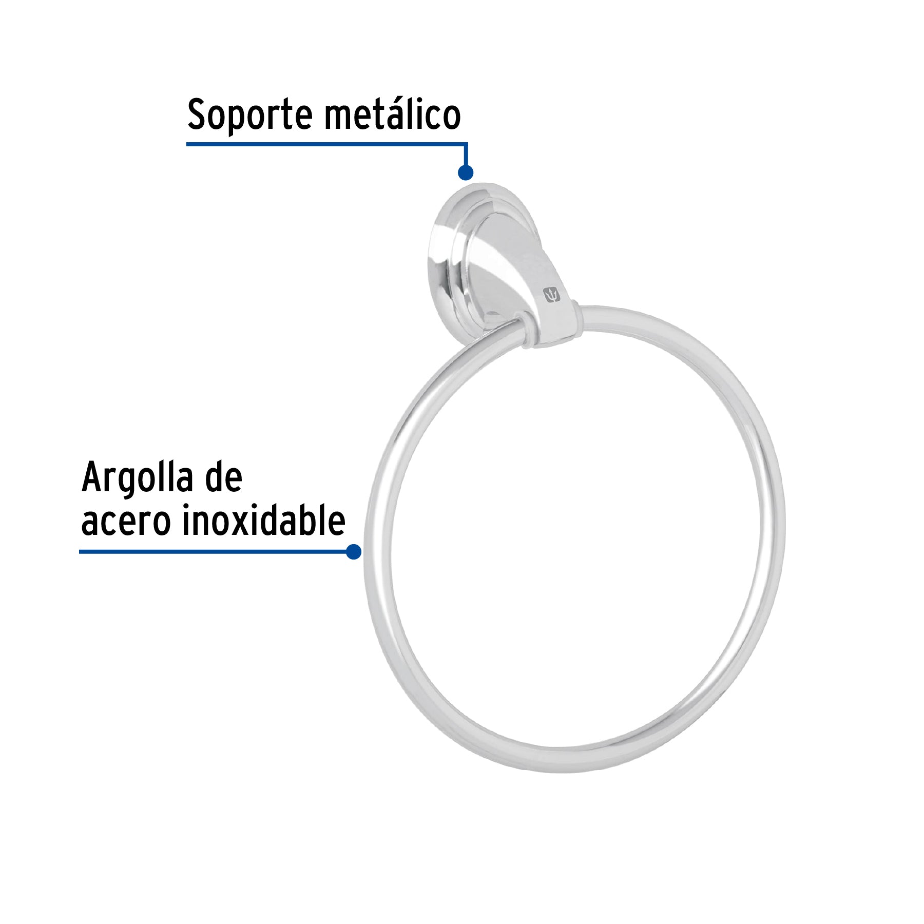 Toallero argolla metálico acabado cromo, Foset Aqua