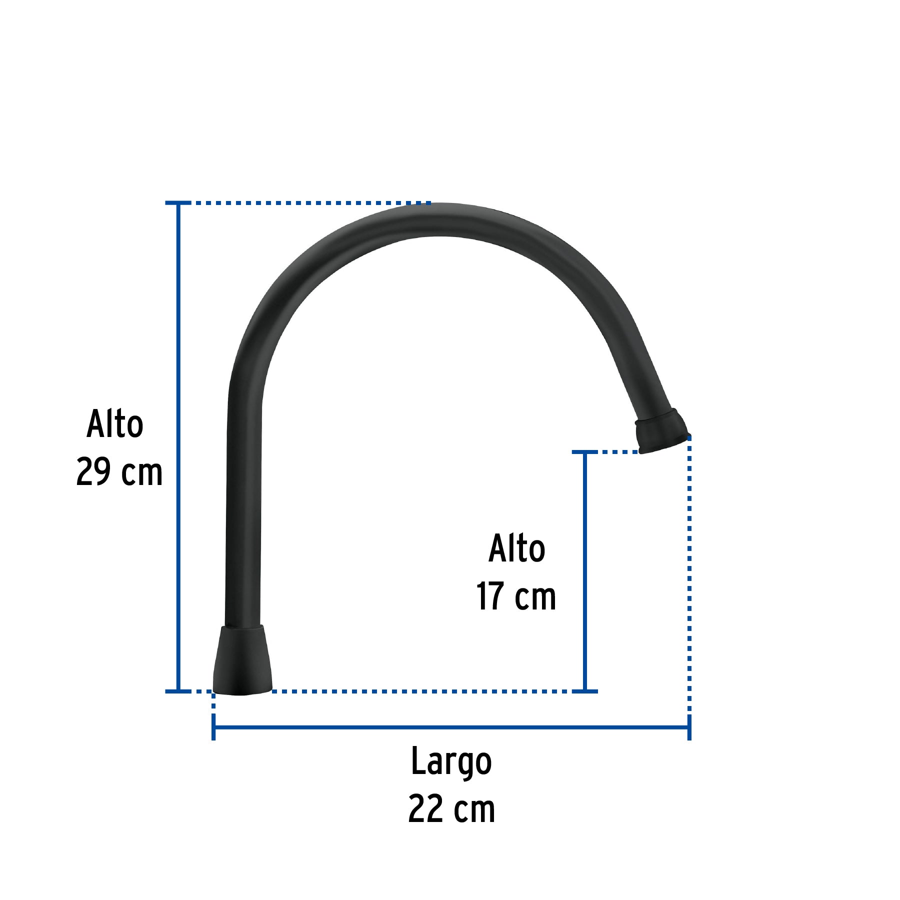 Cuello para mezcladora de fregadero, negro mate, Aqua