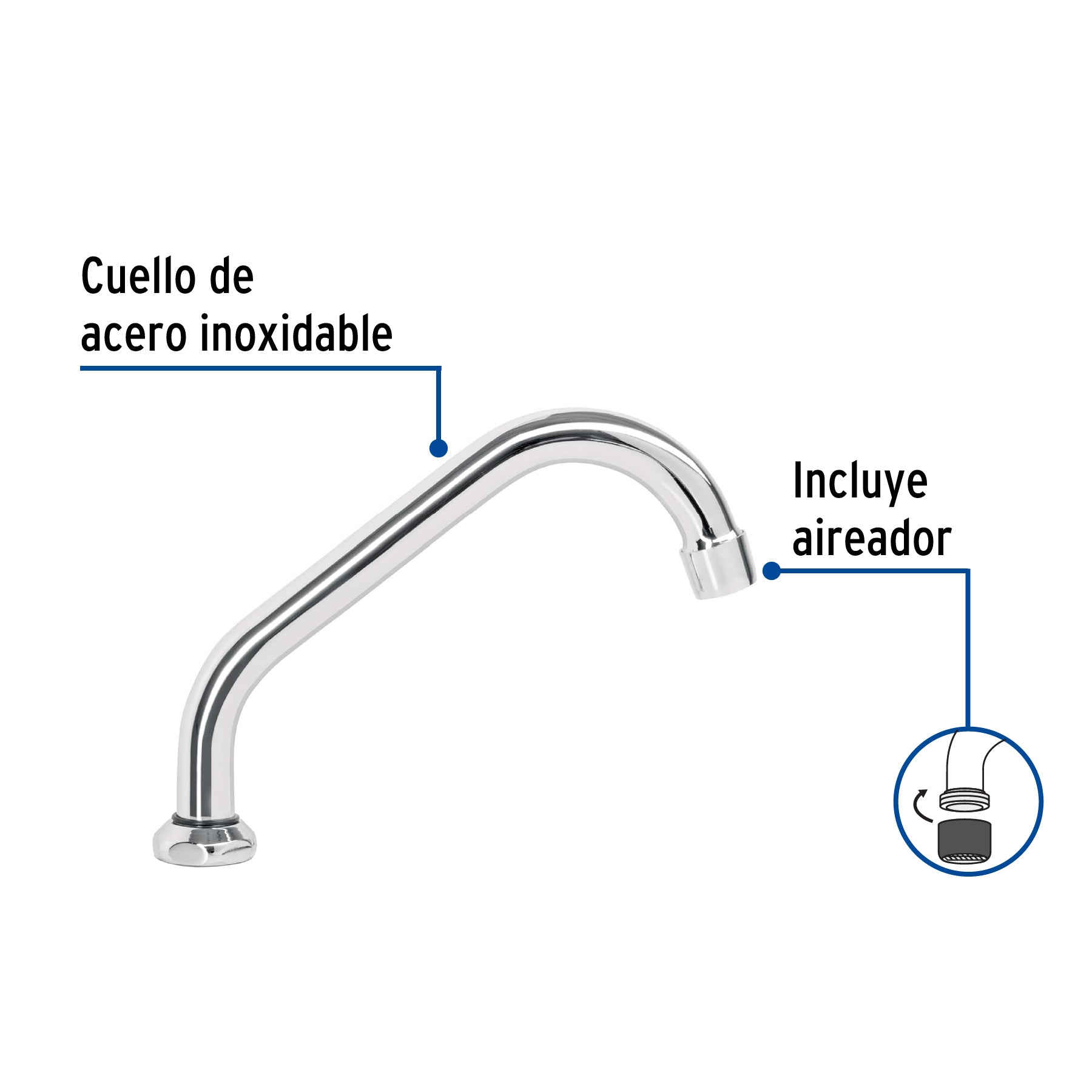 Cuello de repuesto para mezcladora fregadero F-409, Basic