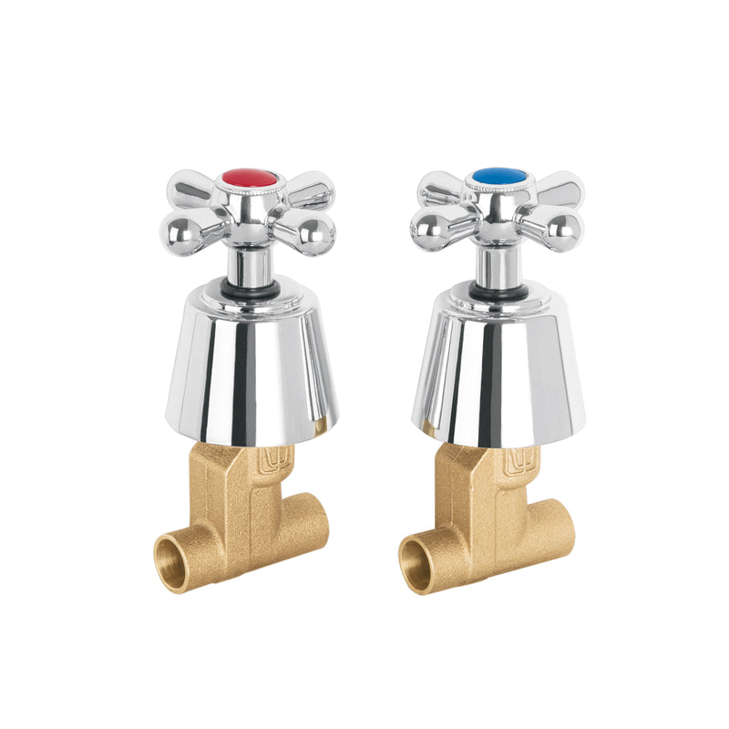 Juego 2 llaves de empotrar, soldable tipo cruceta, Aqua