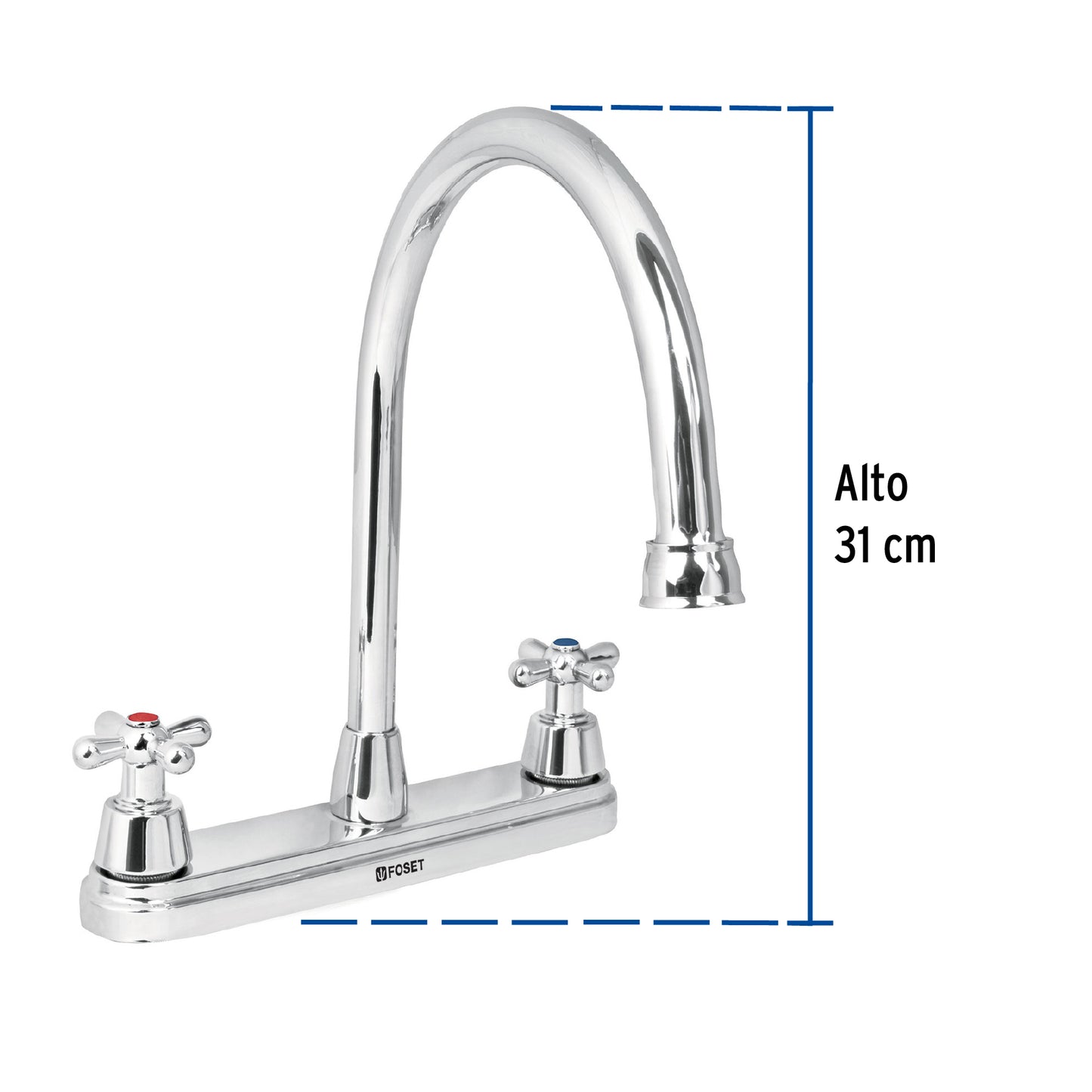 Mezcladora para fregadero, manerales cruceta,acero inox.Aqua