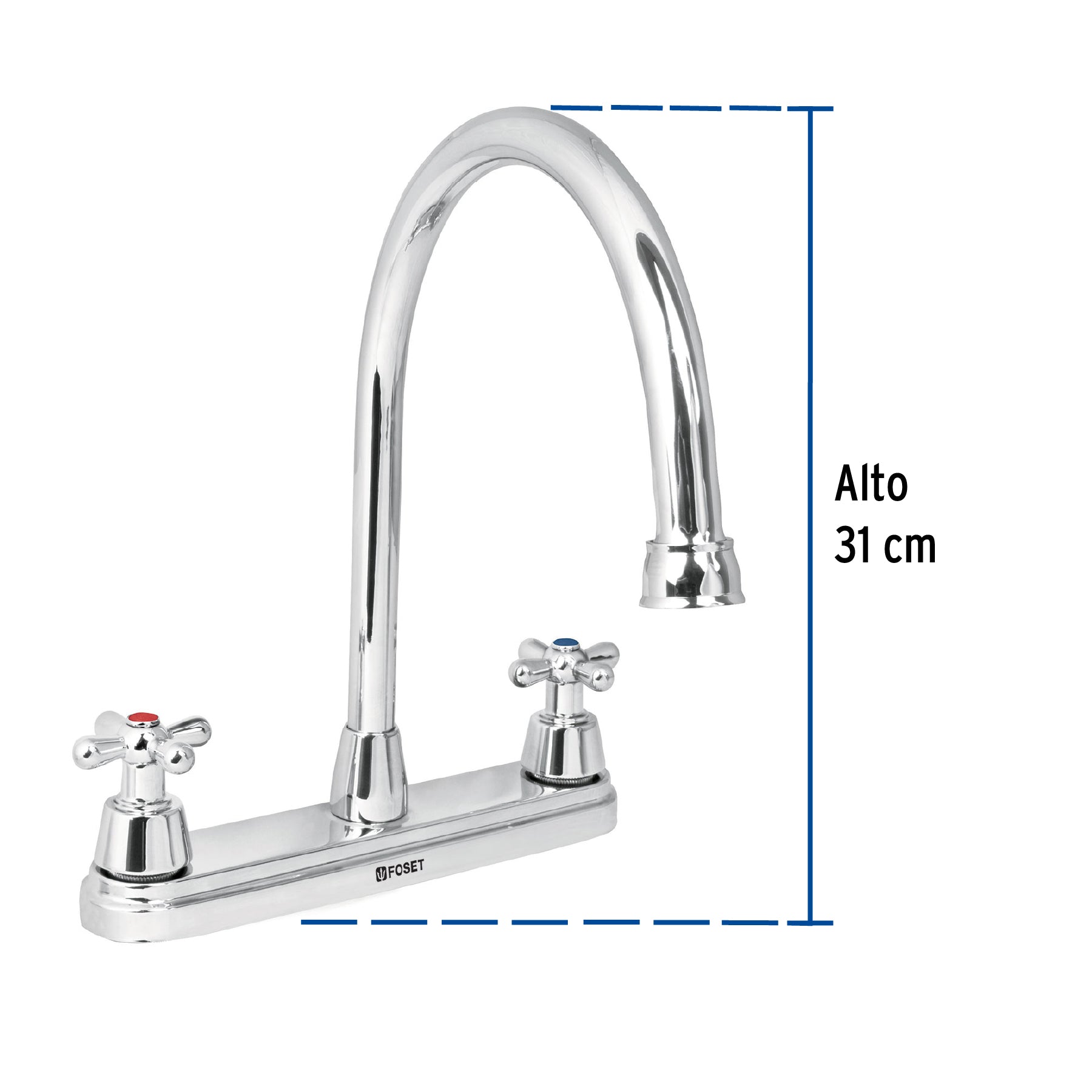 Mezcladora para fregadero, manerales cruceta,acero inox.Aqua