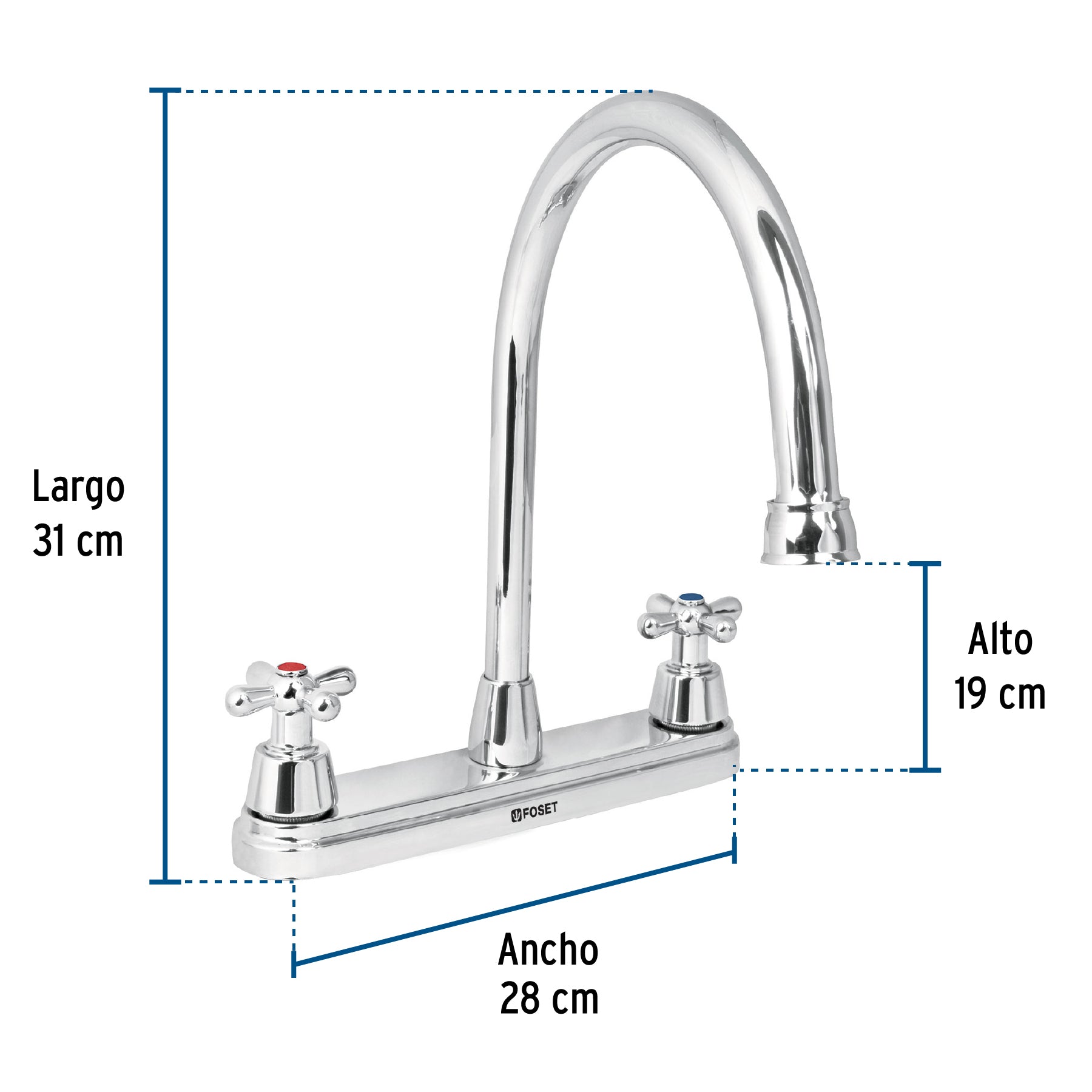 Mezcladora para fregadero, manerales cruceta,acero inox.Aqua