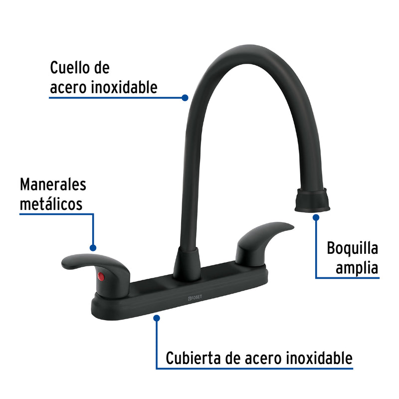 Mezcladora para fregadero, manerales palanca, negro, Aqua