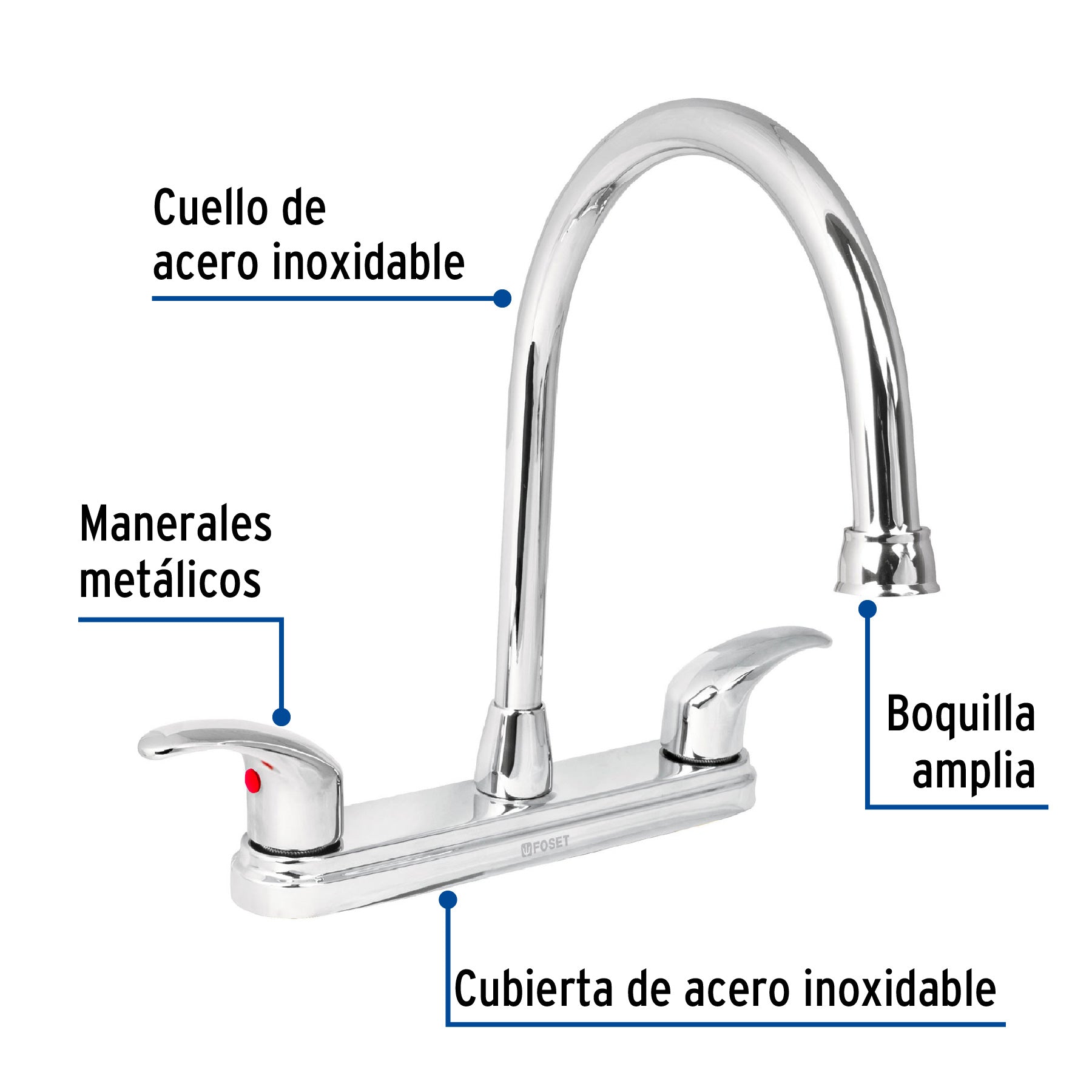 Mezcladora para fregadero, manerales palanca,acero inox.Aqua