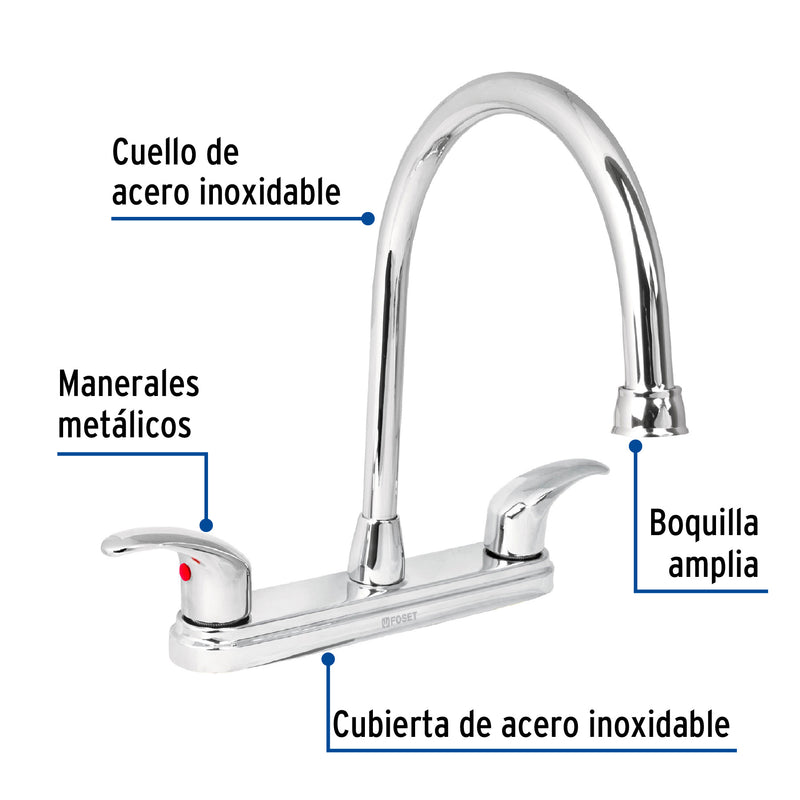 Mezcladora para fregadero, manerales palanca,acero inox.Aqua