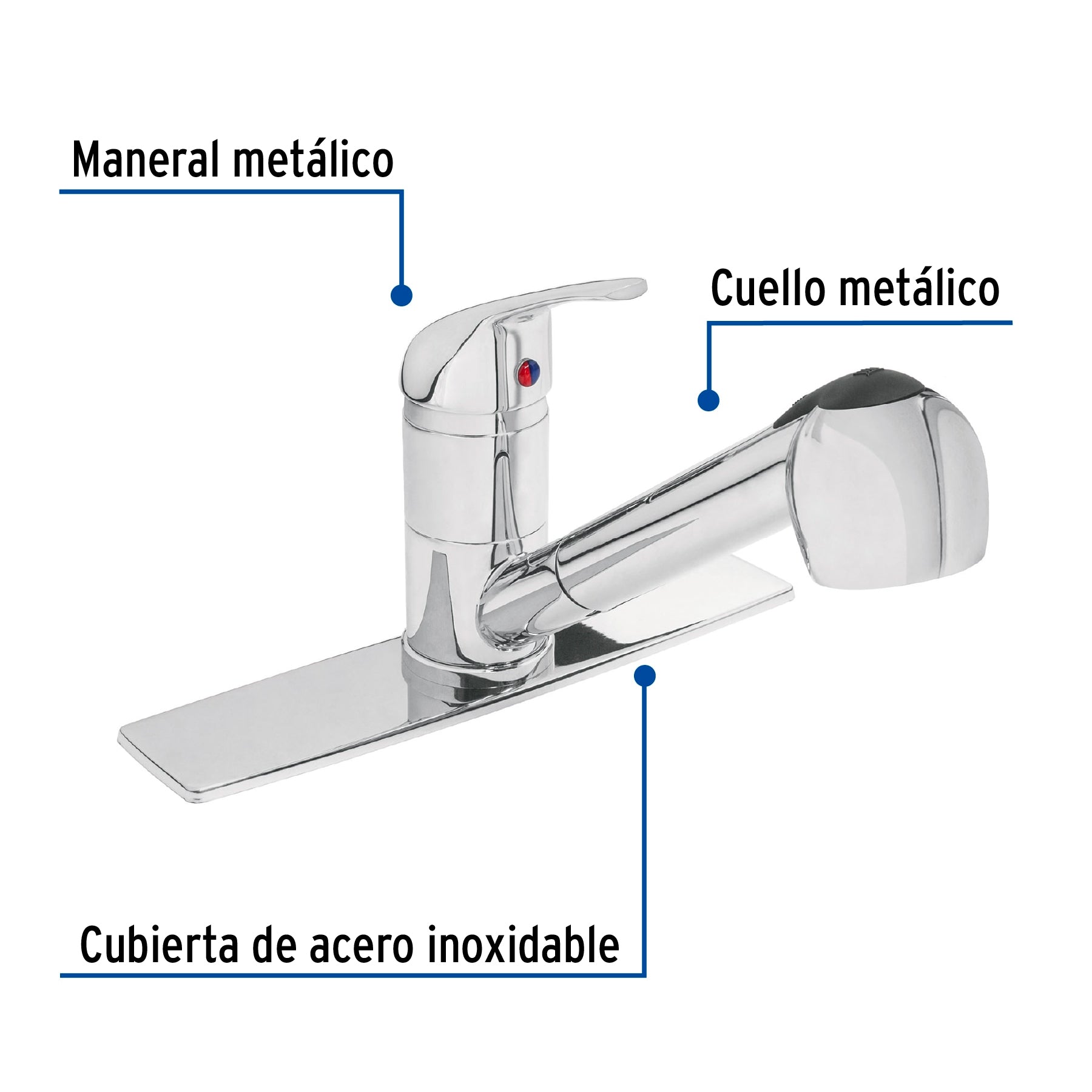 Monomando para fregadero, cuello extraíble, Aqua