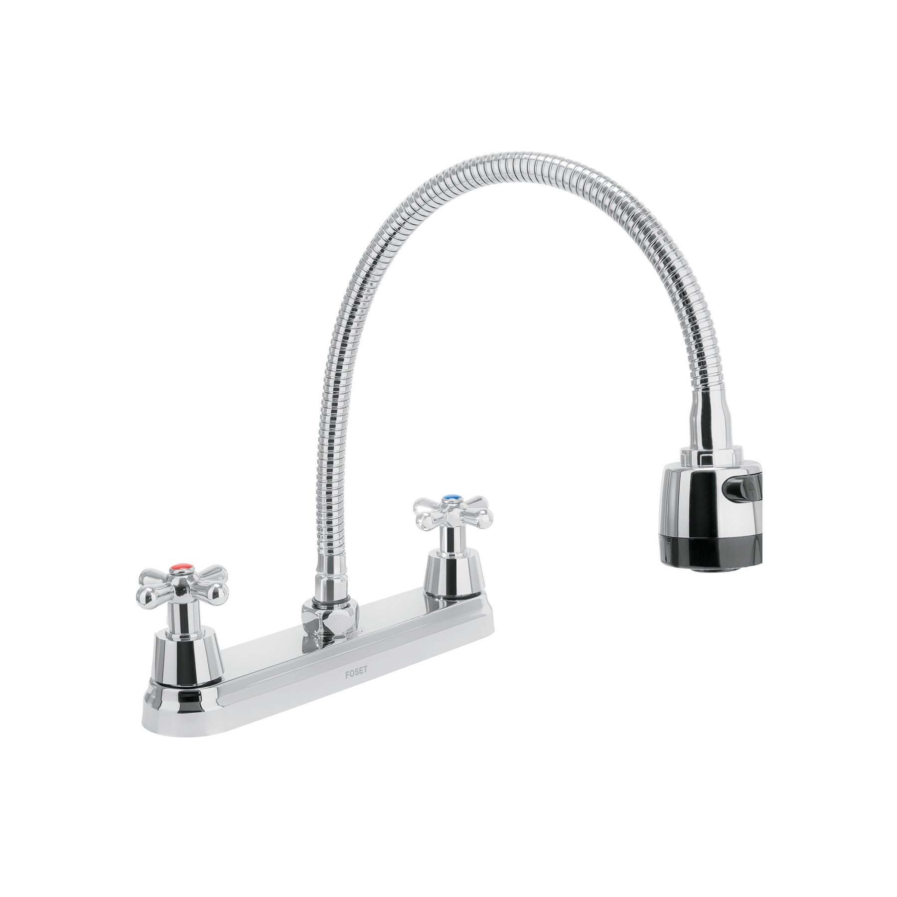 Mezcladora inox 8' p/fregadero, flexible, cruceta, Foset
