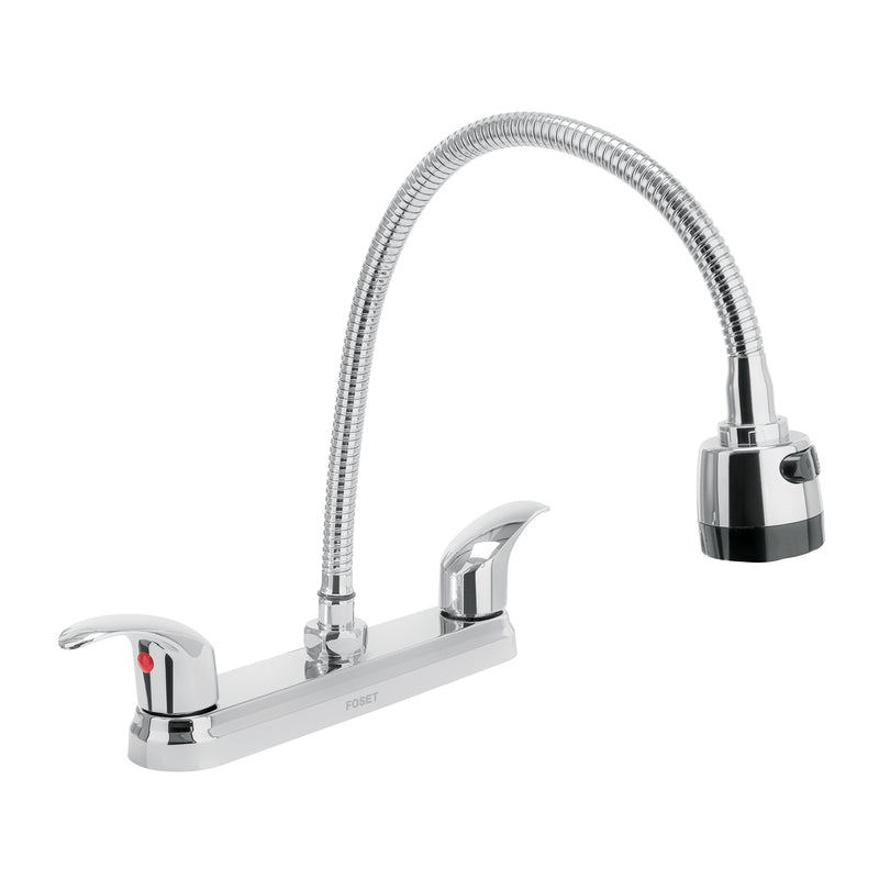 Mezcladora inox 8' p/fregadero, flexible, palanca, Foset