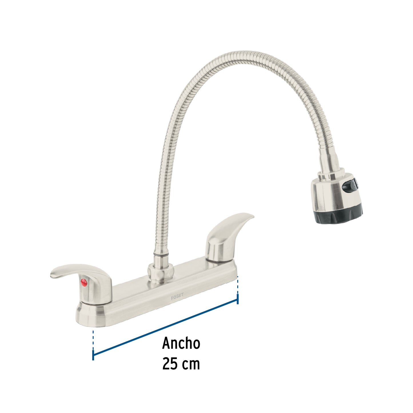 Mezcladora 8' p/fregadero, flexible, palanca, satín, Aqua