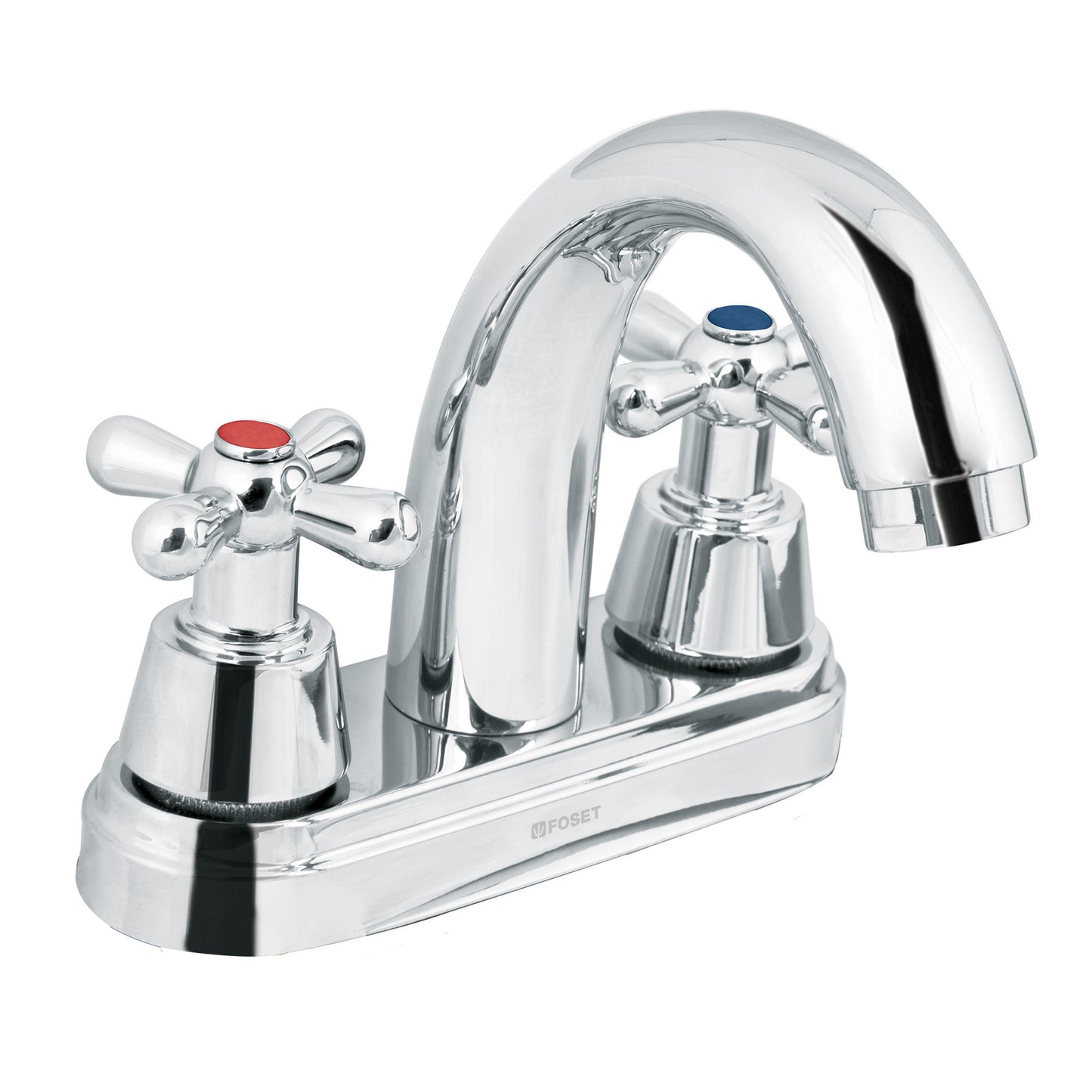 Mezcl. lavabo, manerales cruceta, cuello alto, acero, Aqua