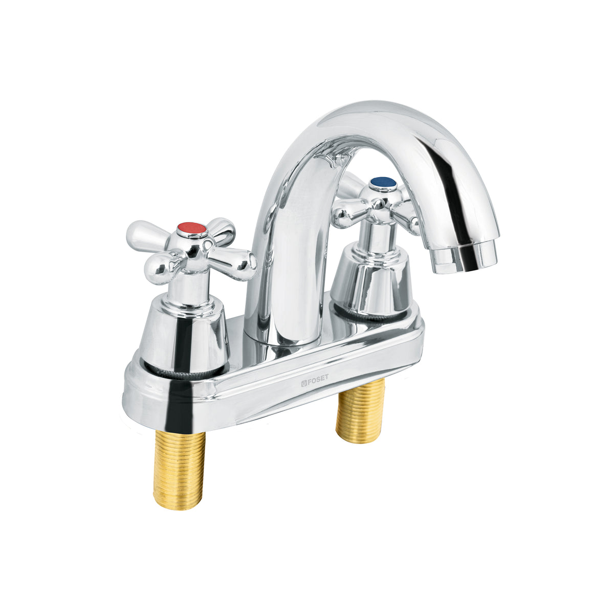 Mezcl. lavabo, manerales cruceta, cuello alto, acero, Aqua