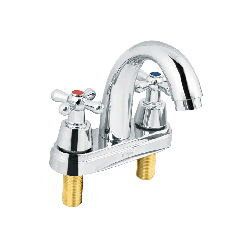 Mezcl. lavabo, manerales cruceta, cuello alto, acero, Aqua
