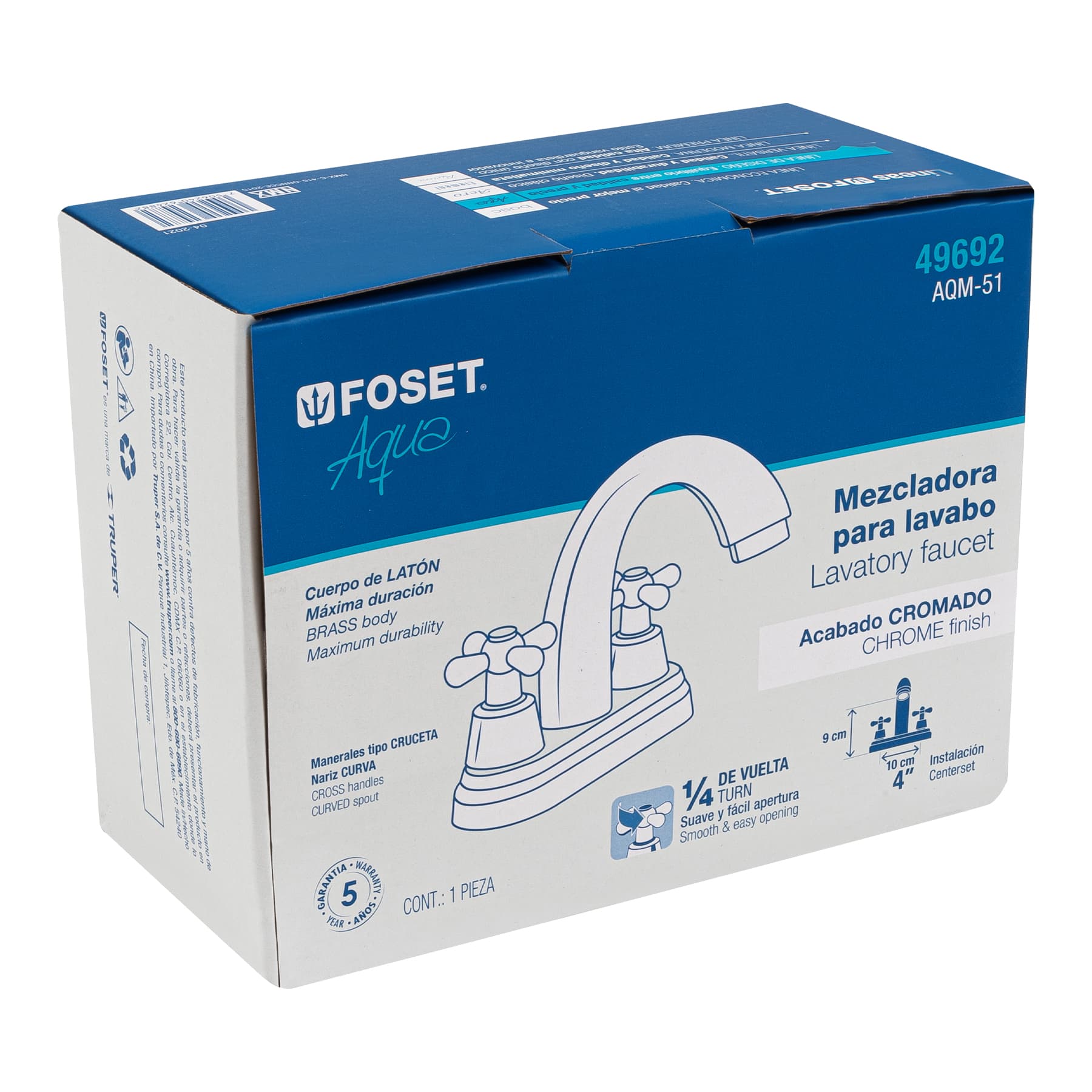 Mezcl. lavabo, manerales cruceta, cuello alto, acero, Aqua