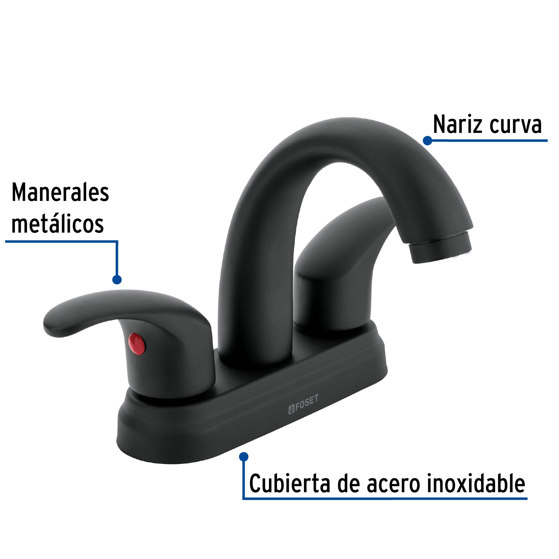 Mezcladora p/lavabo,manerales palanca,cuello alto,negro, Aqu