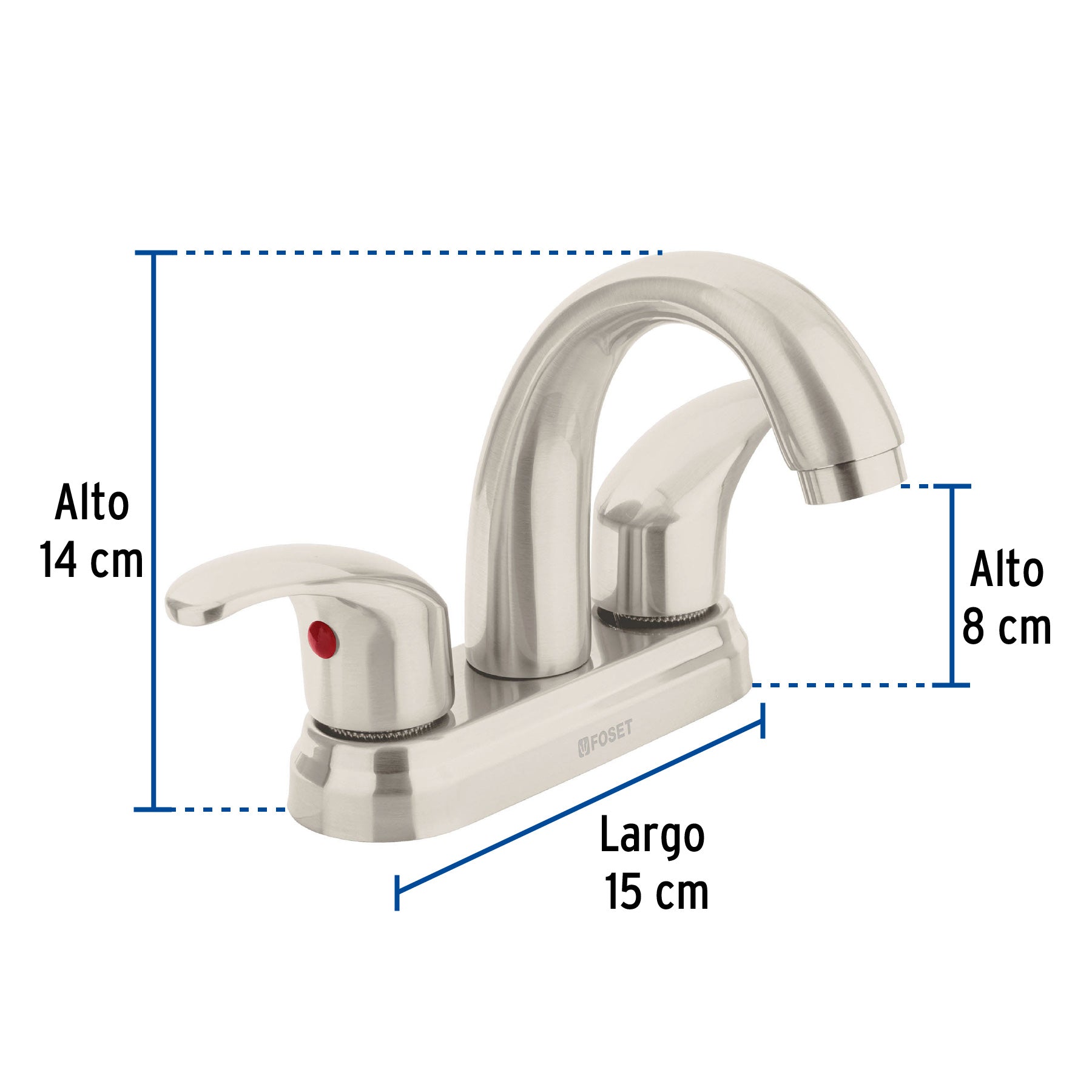 Mezcladora p/lavabo,manerales palanca,cuello alto,satín, Aqu
