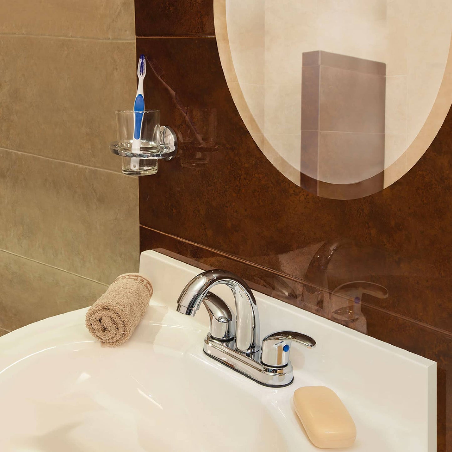 Mezcl. lavabo, manerales palanca, cuello alto, acero inox,Aq