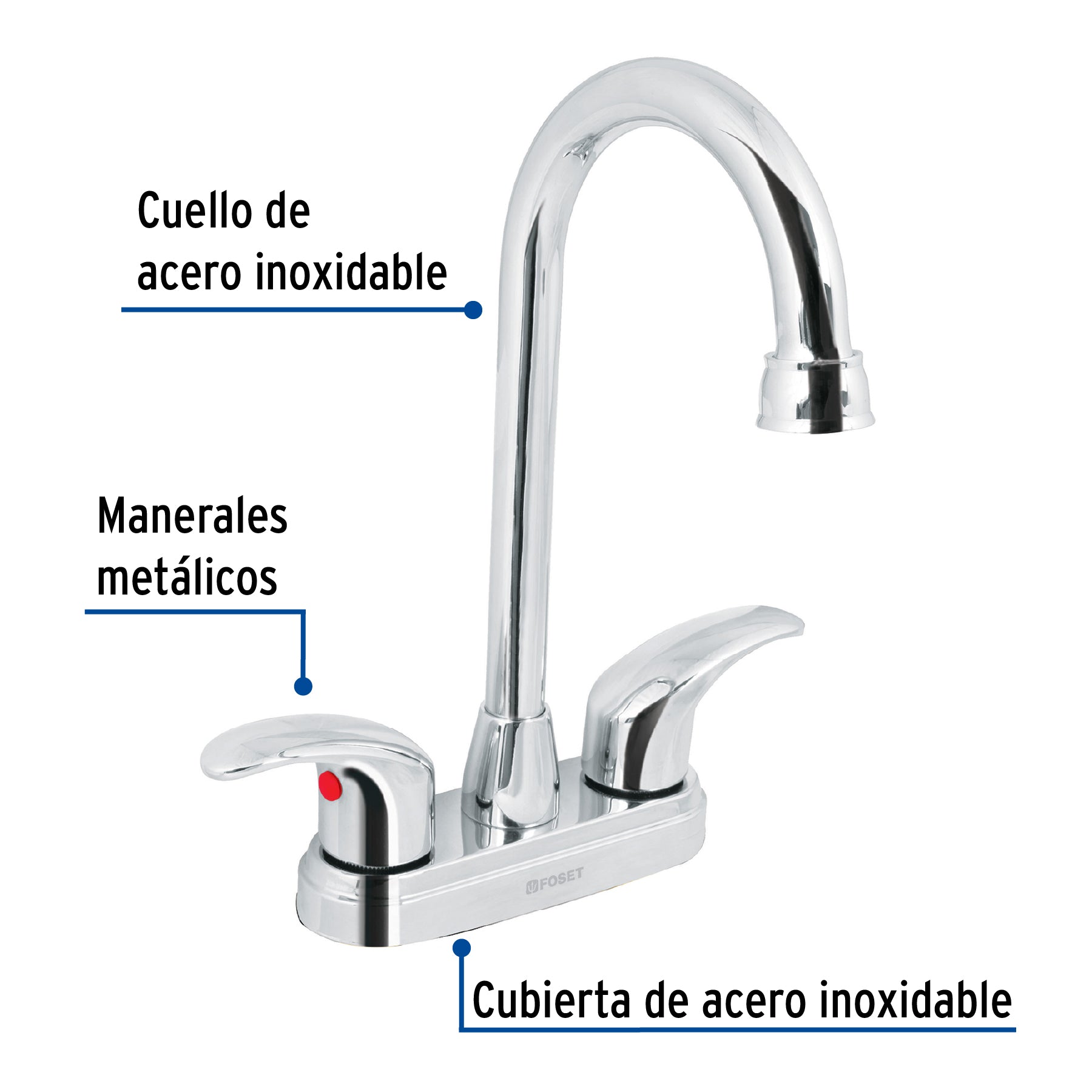 Mezcladora lavabo,tipo bar,manerales palanca,acero inox,Aqua