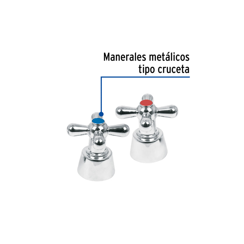 Juego 2 manerales tipo cruceta para lavabo, Aqua