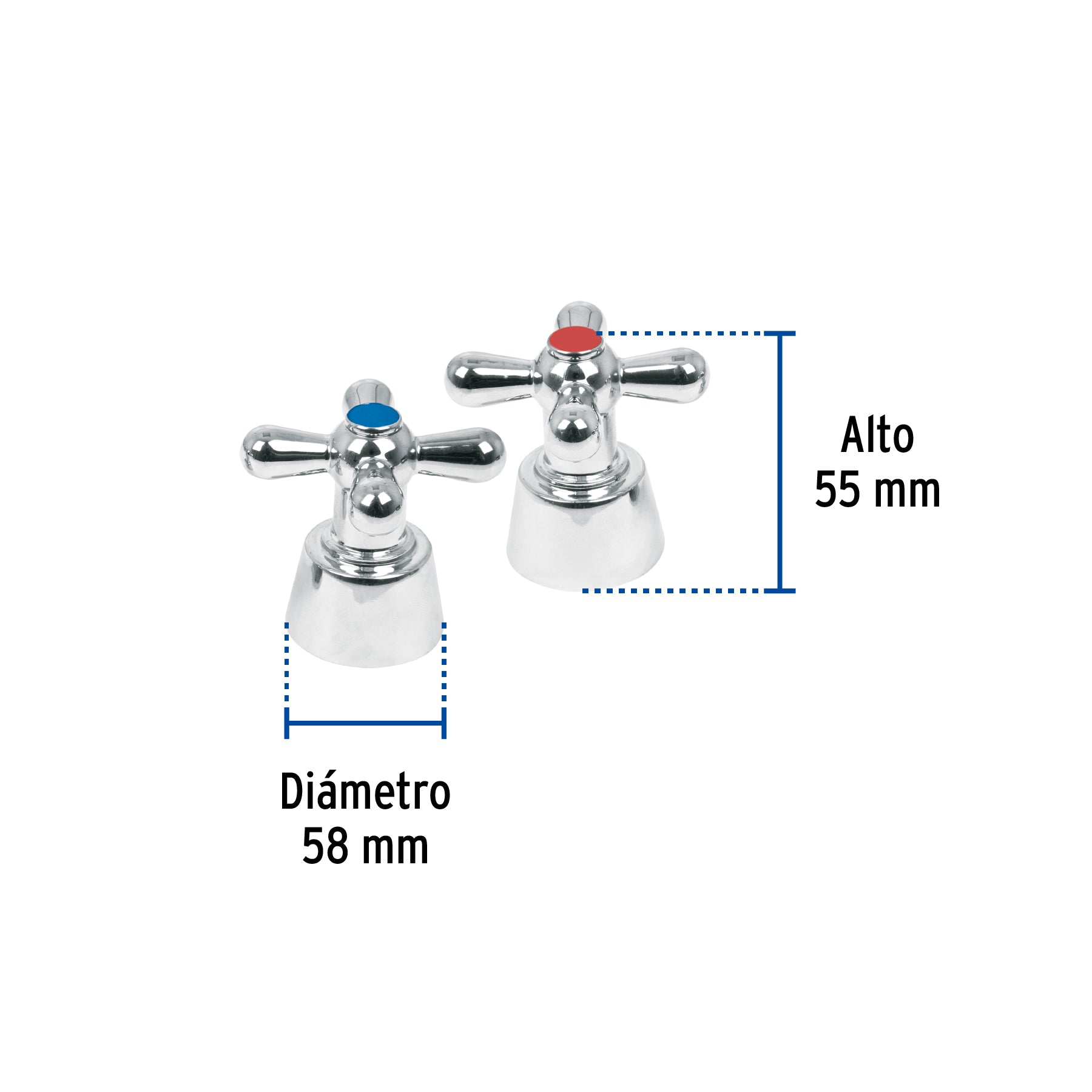 Juego 2 manerales tipo cruceta para lavabo, Aqua
