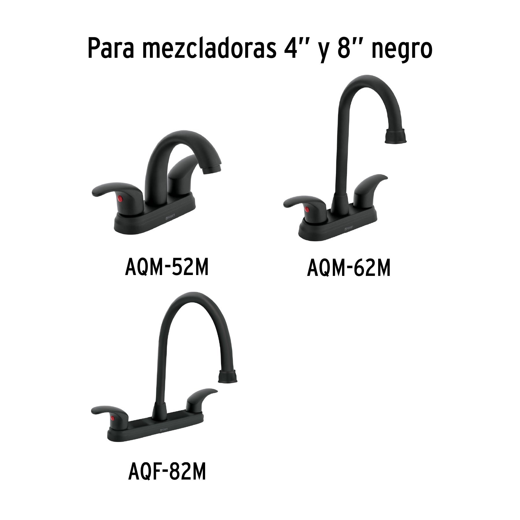 Juego de 2 manerales de palanca p/lavabo, negro mate, Aqua